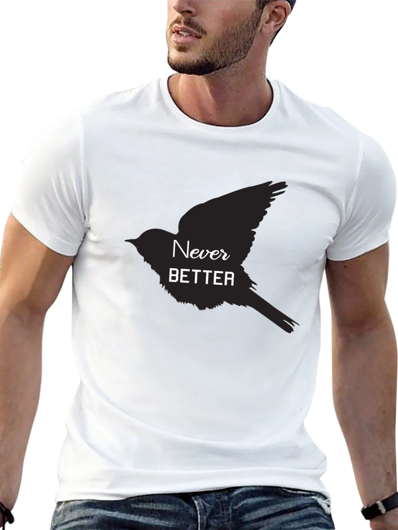 Never Better Bird Graphic Black T-Shirt