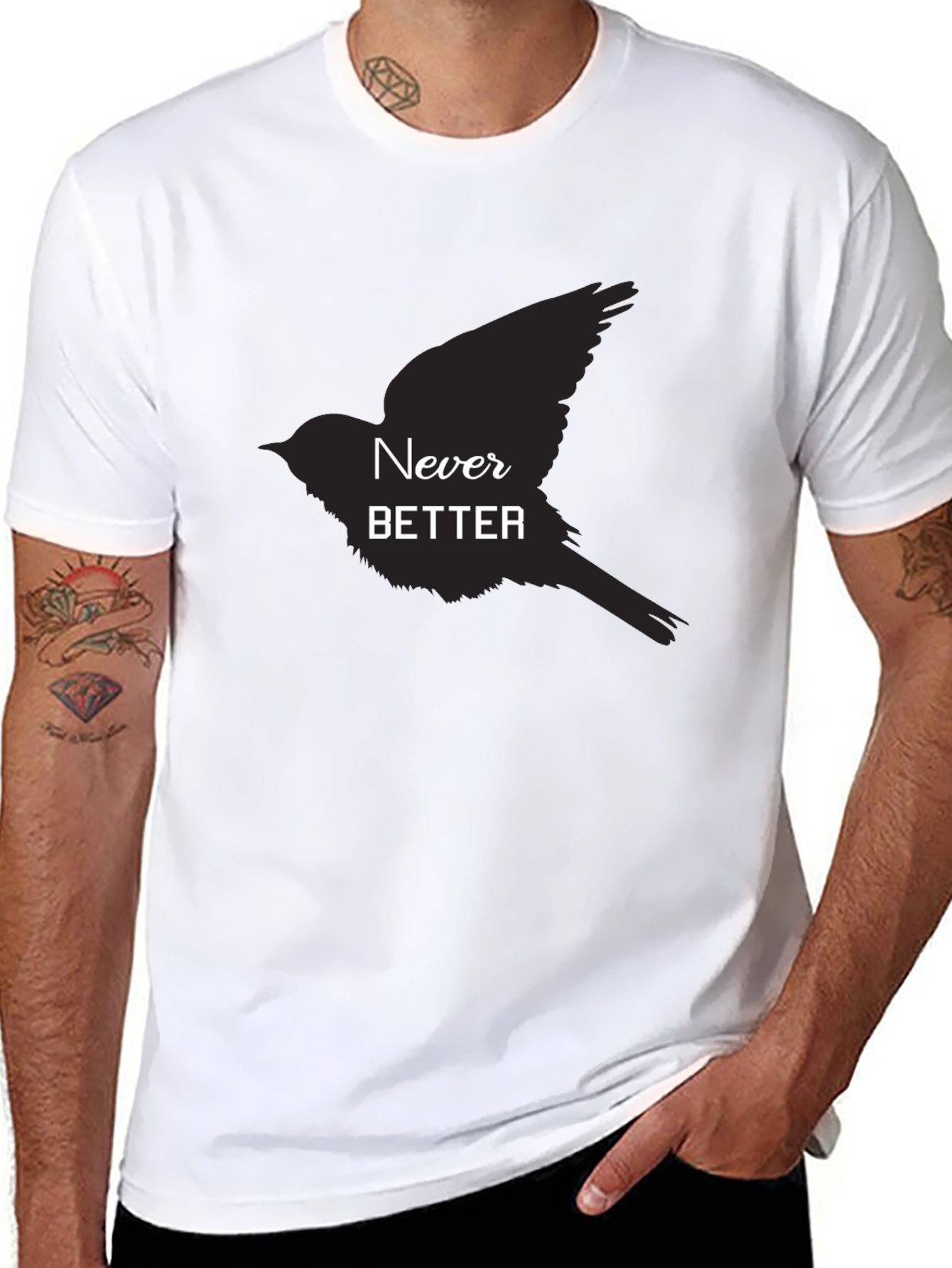 Never Better Bird Graphic Black T-Shirt