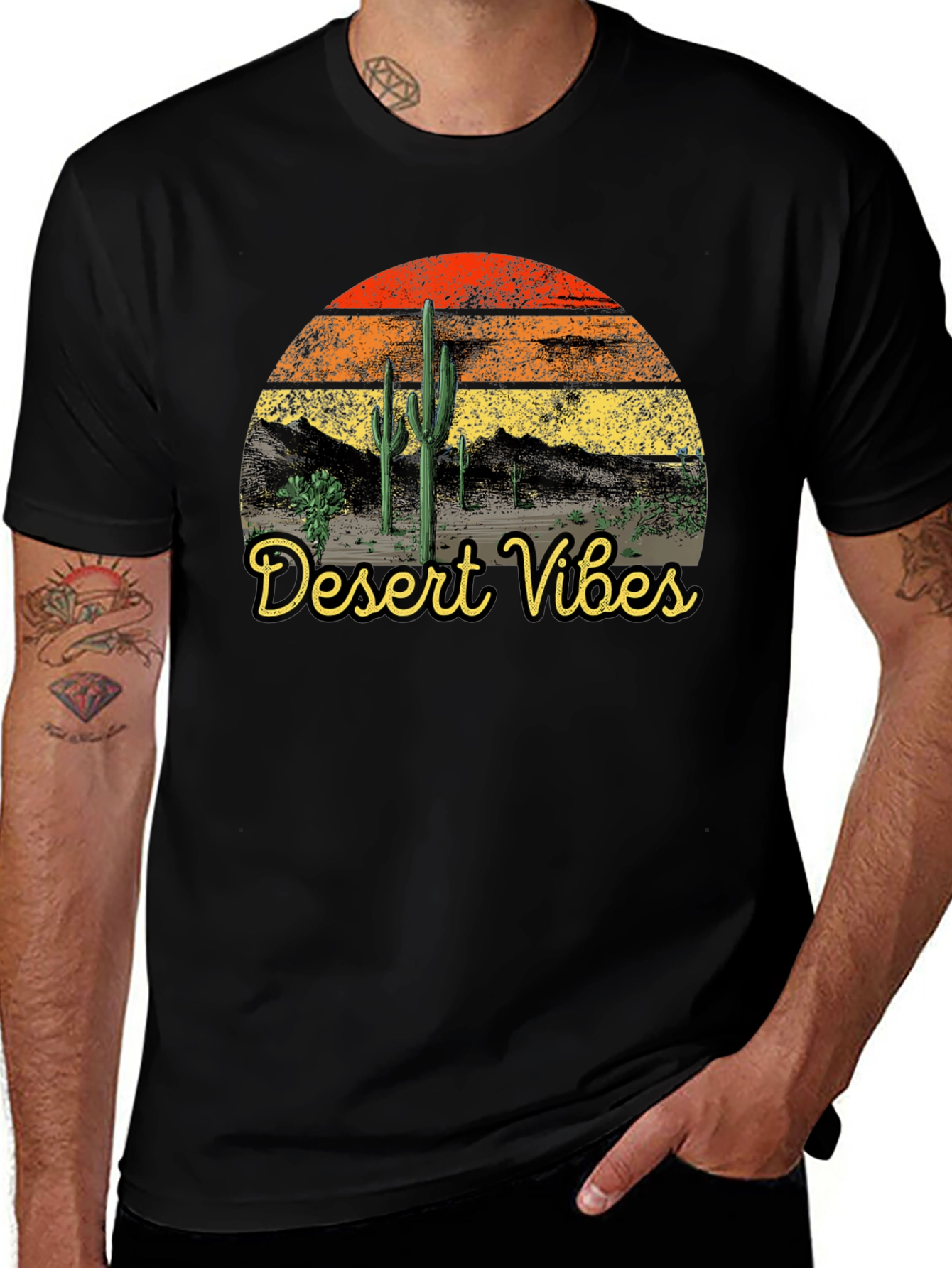 Desert Vibes Retro T-Shirt Black