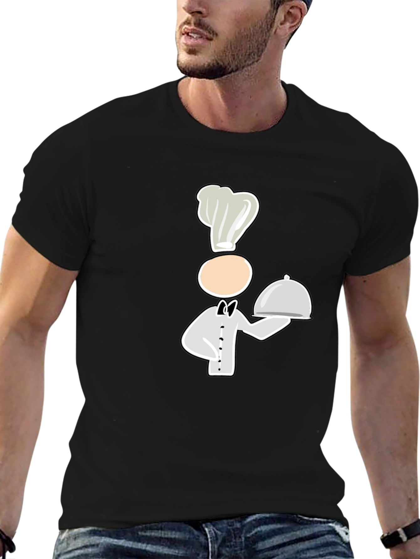 Chef Cartoon Graphic Black T-Shirt