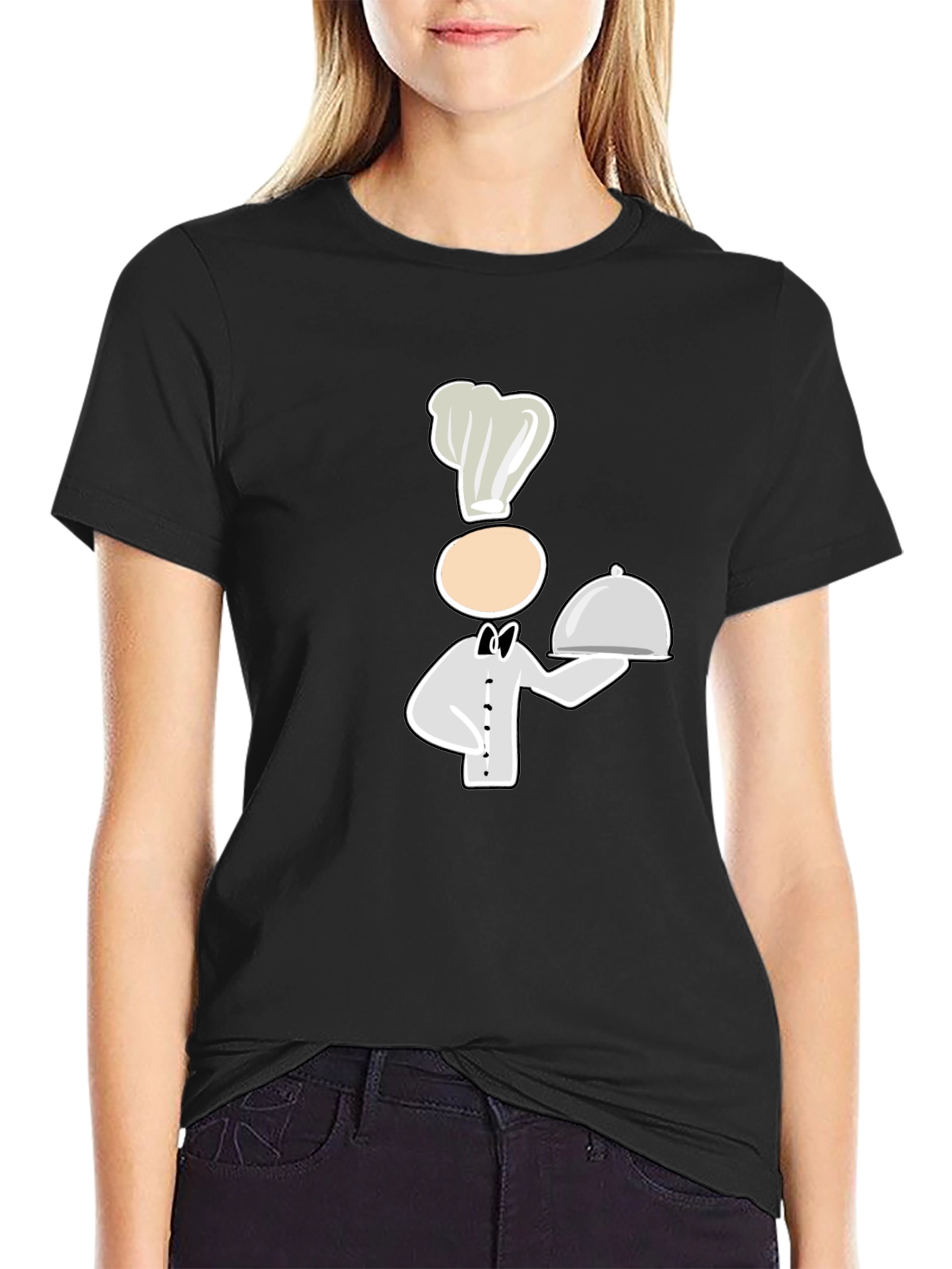 Chef Cartoon Graphic Black T-Shirt