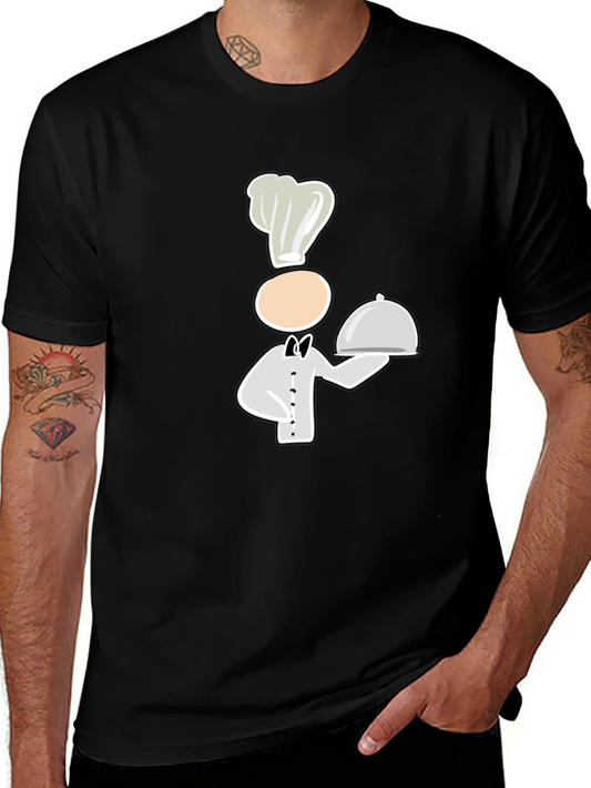 Chef Cartoon Graphic Black T-Shirt