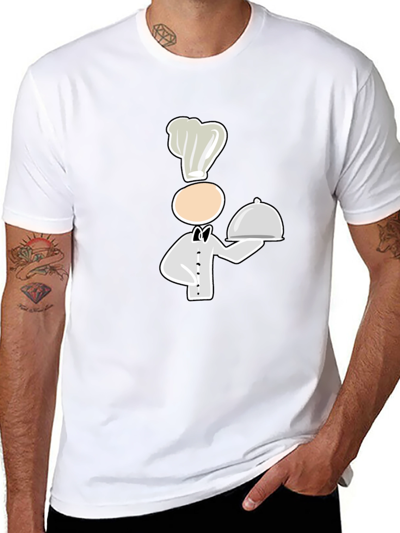 Chef Cartoon Graphic Black T-Shirt
