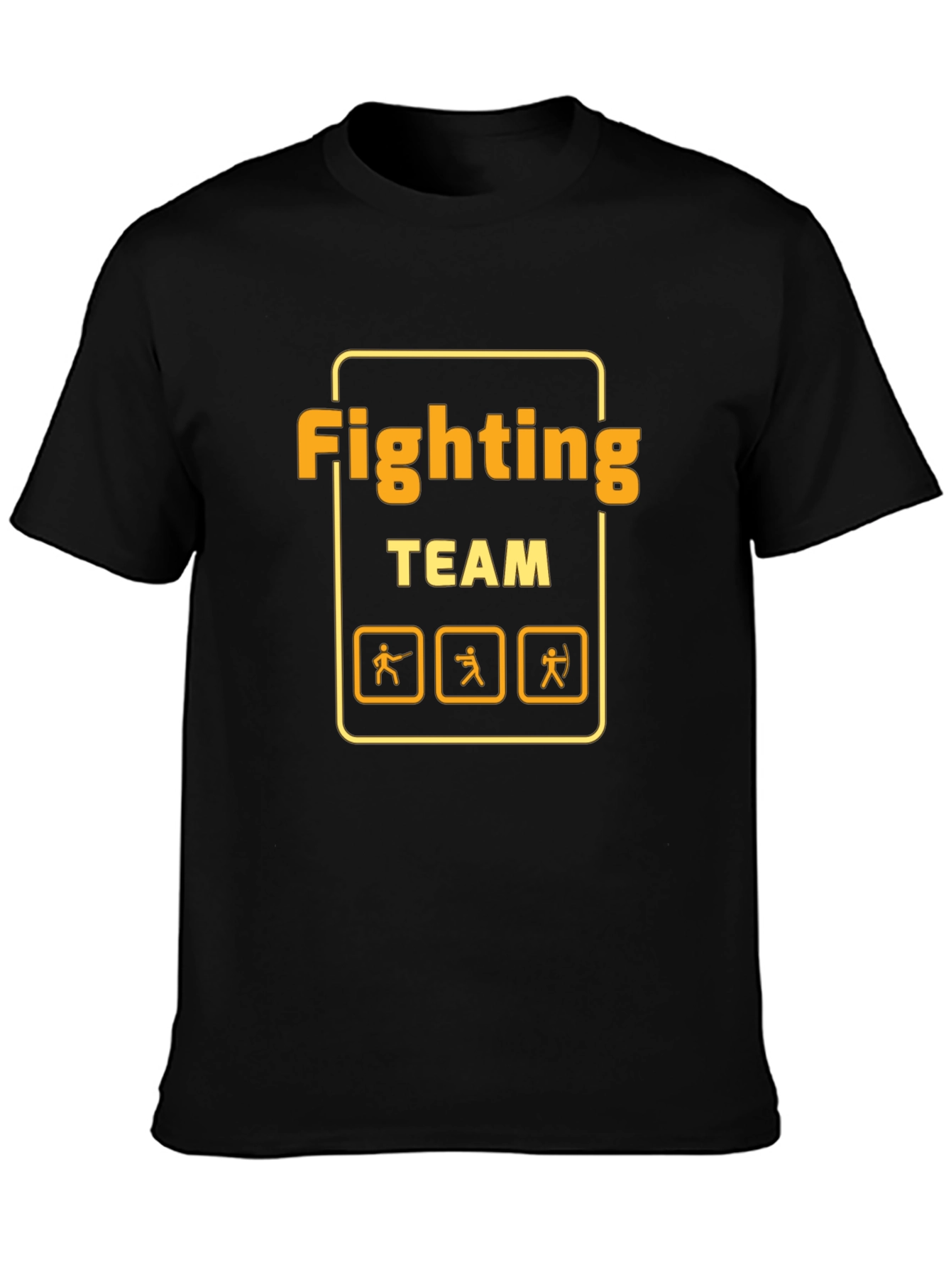 Fighting Team Graphic T-Shirt - Black Crew Neck