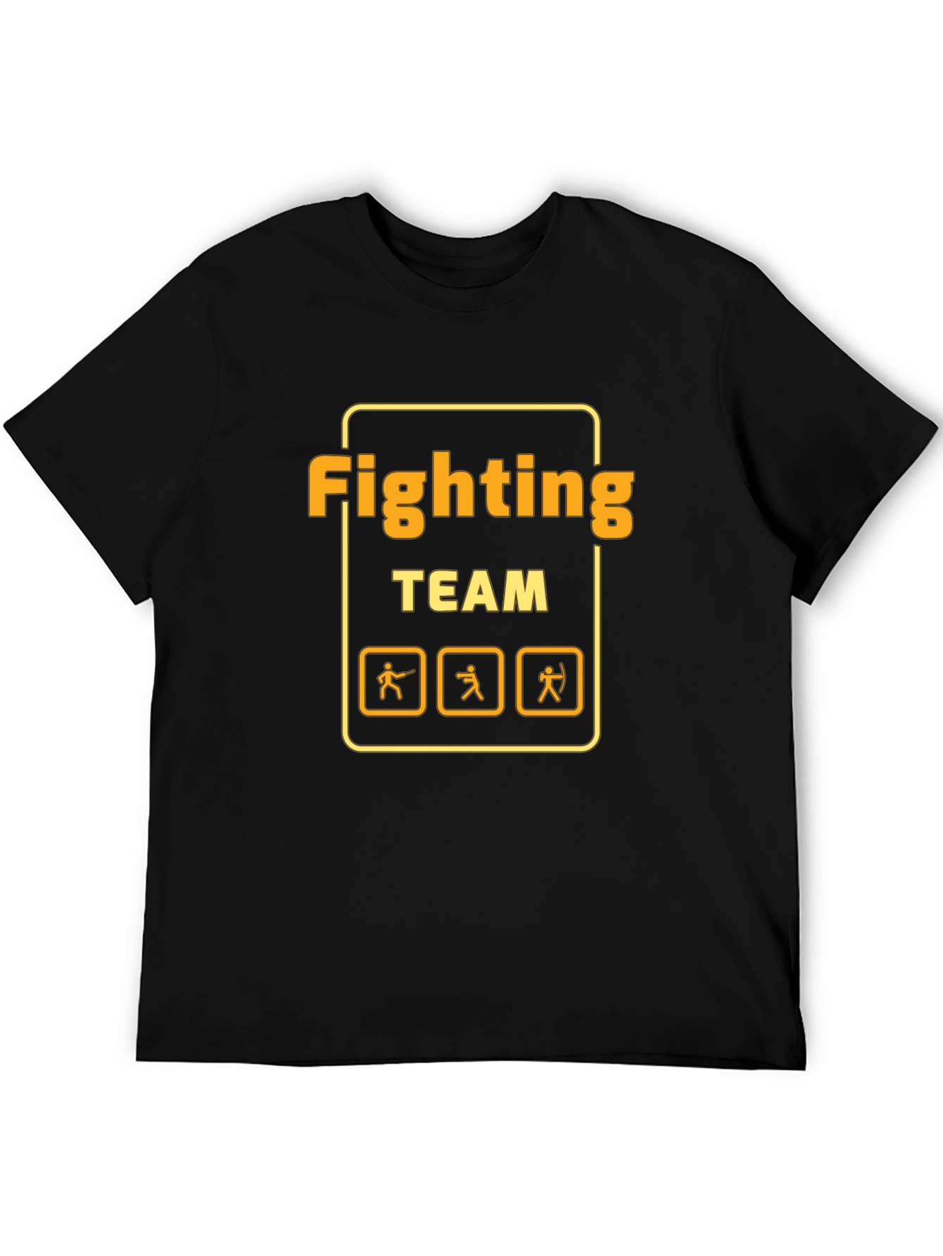 Fighting Team Graphic T-Shirt - Black Crew Neck