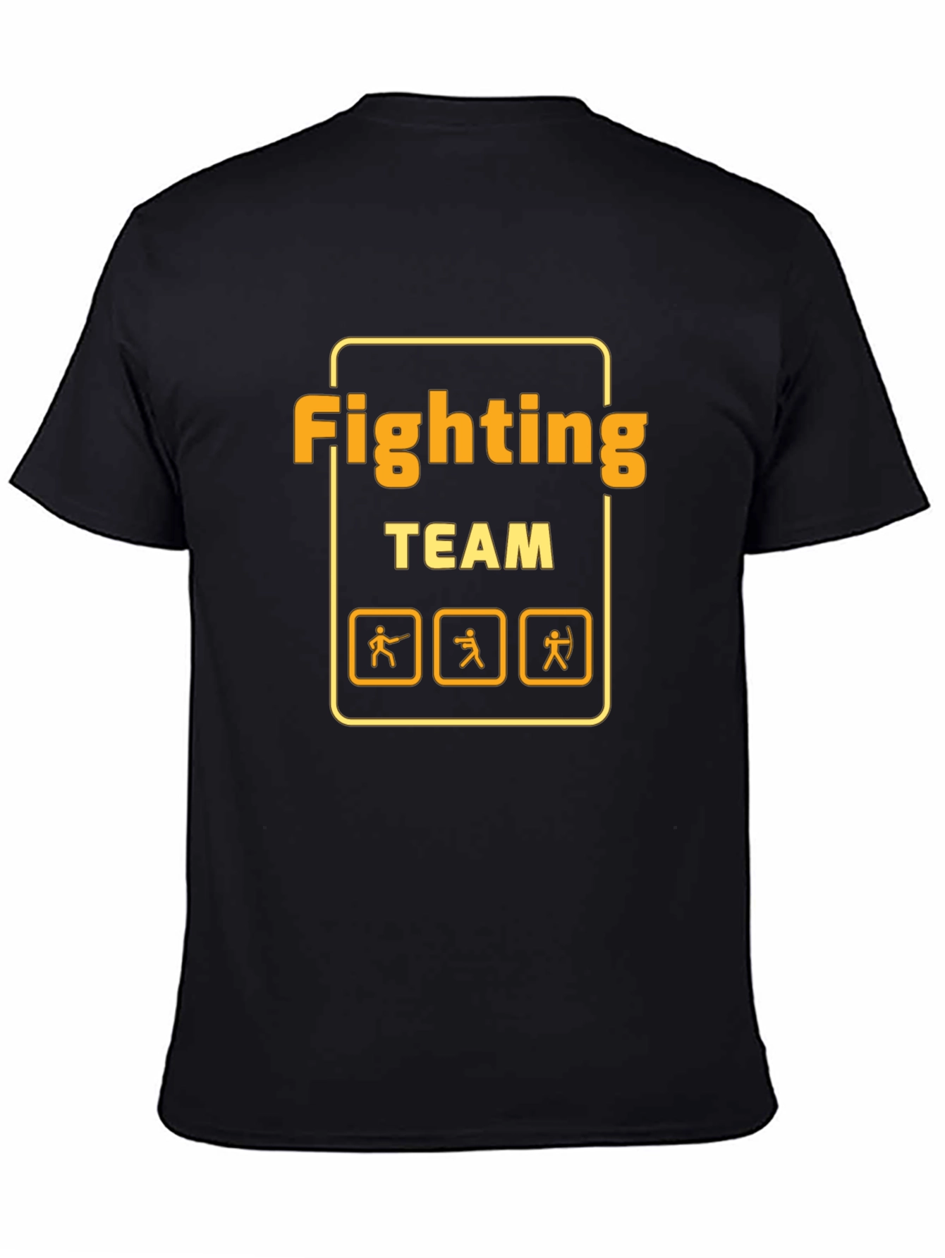 Fighting Team Graphic T-Shirt - Black Crew Neck