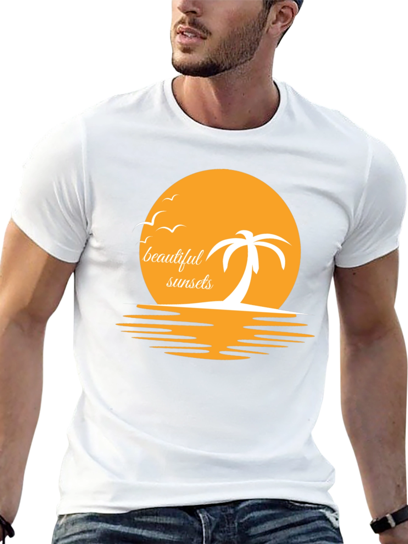 Sunset Palm Graphic Tee - Beach Vibes