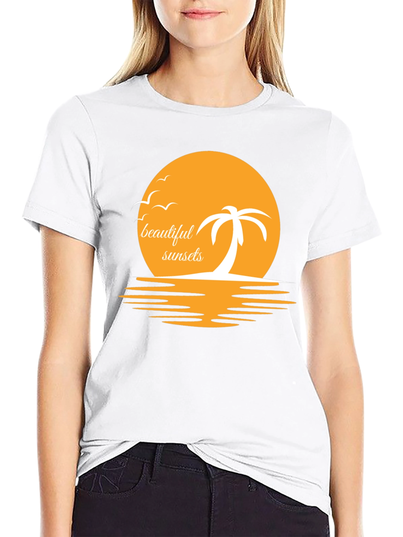 Sunset Palm Graphic Tee - Beach Vibes