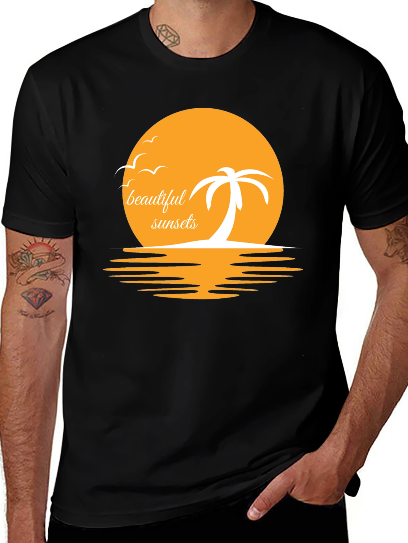 Sunset Palm Graphic Tee - Beach Vibes