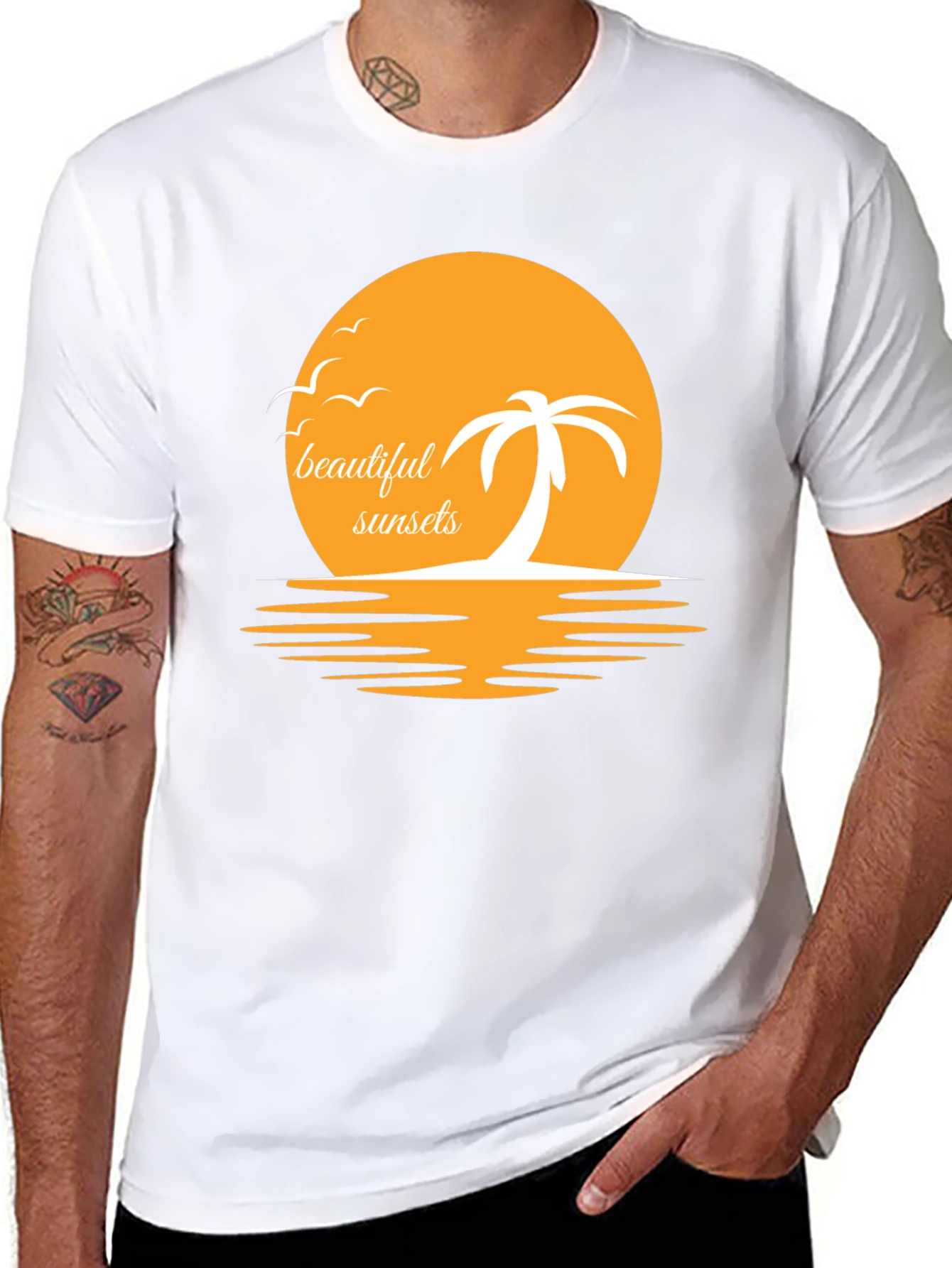 Sunset Palm Graphic Tee - Beach Vibes