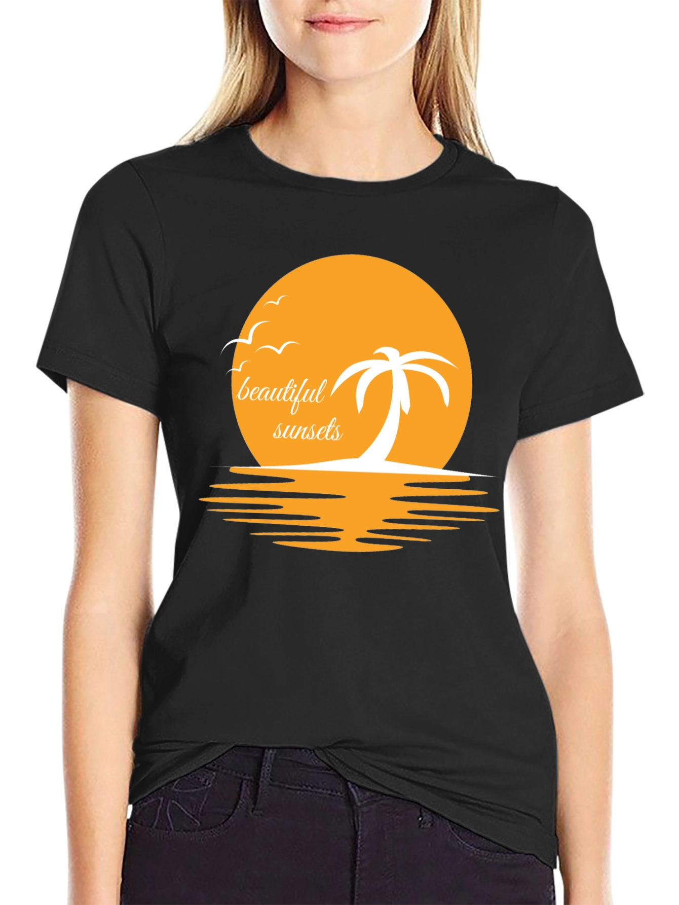 Sunset Palm Graphic Tee - Beach Vibes