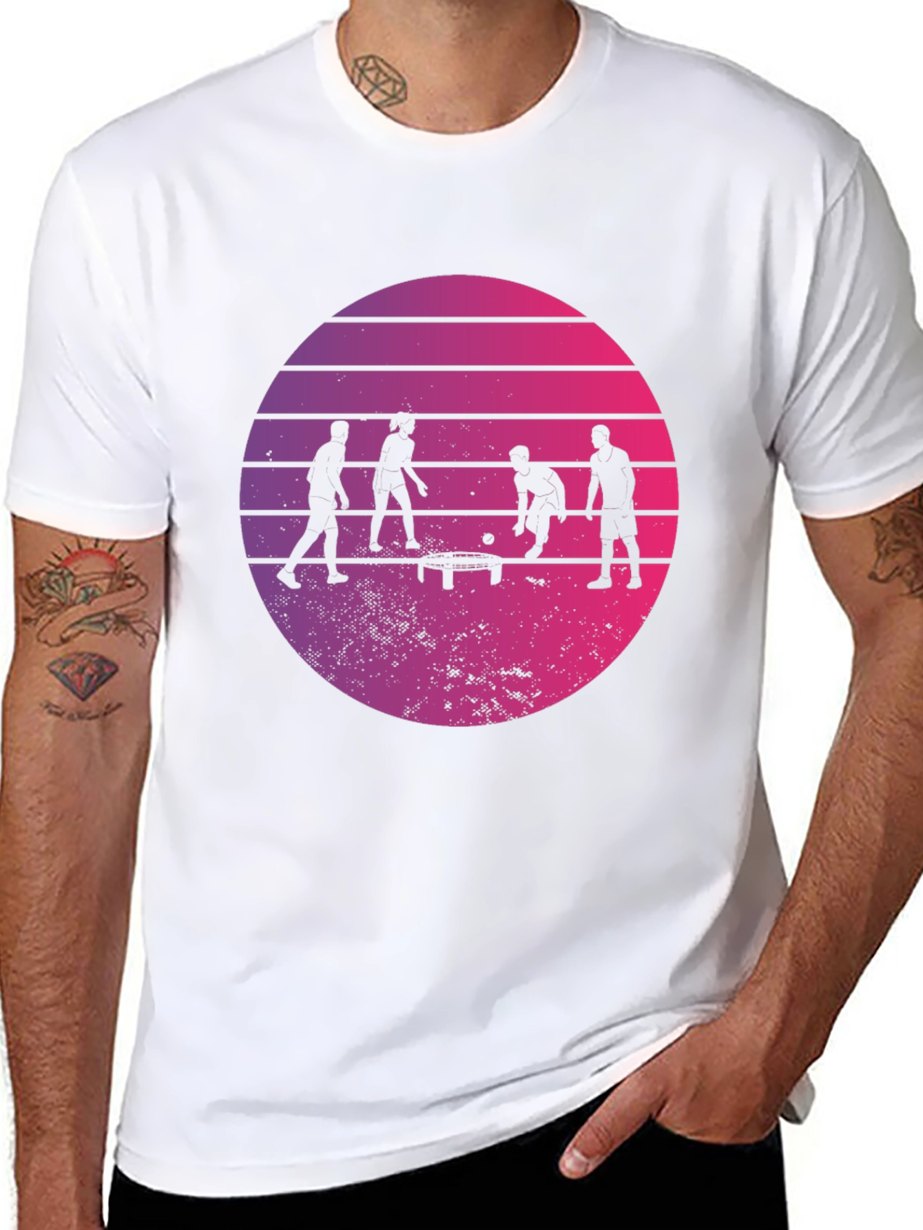 Retro Ping Pong Sunset Graphic T-Shirt