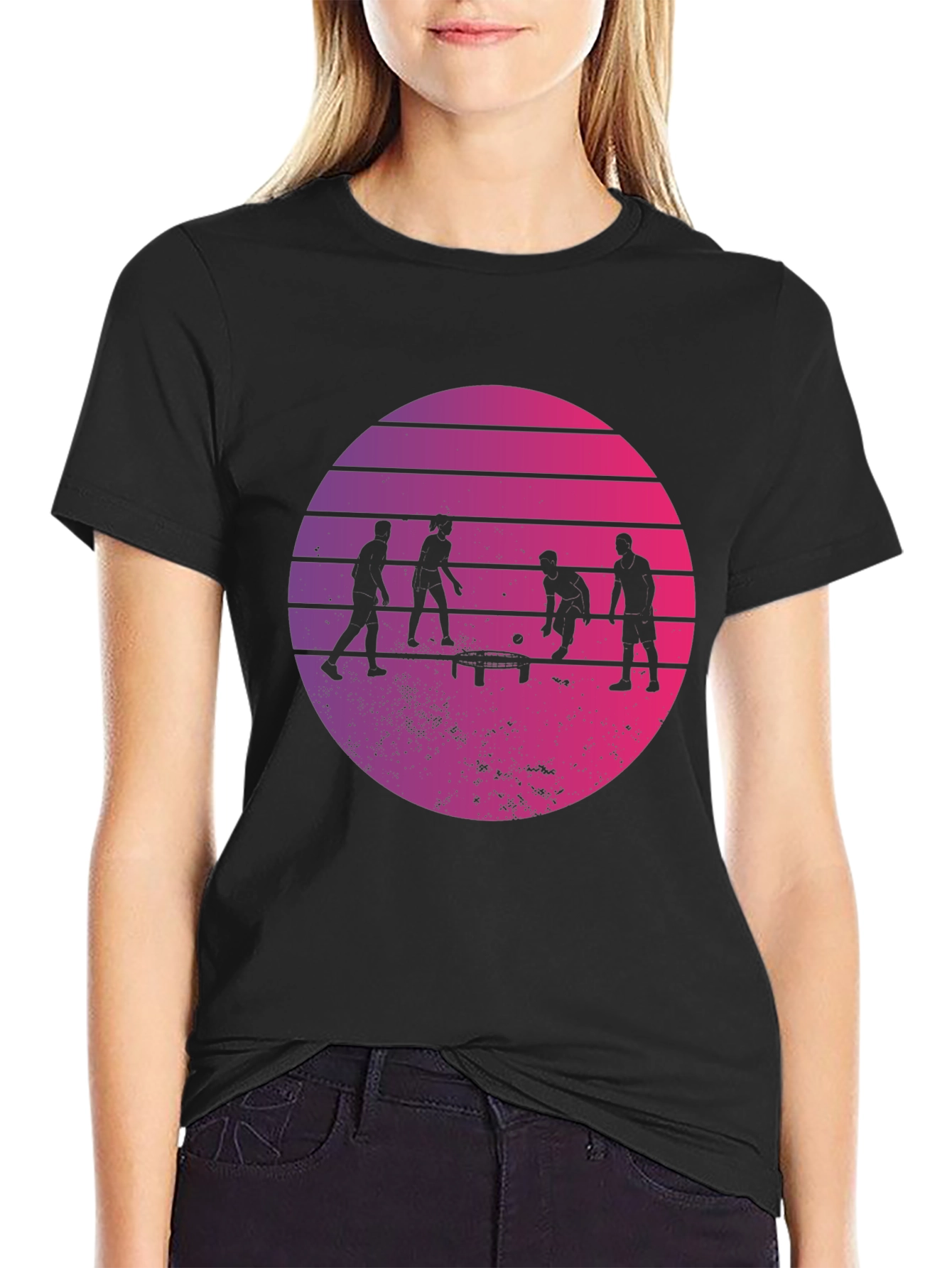 Retro Ping Pong Sunset Graphic T-Shirt