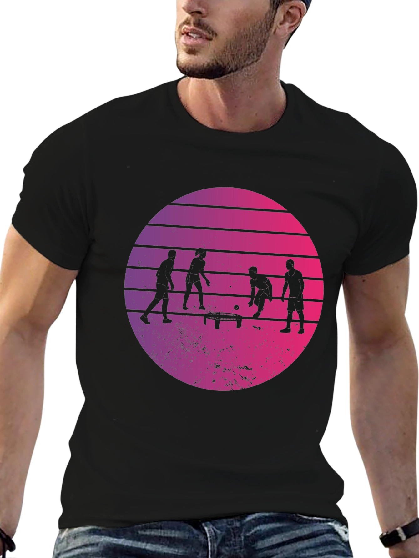 Retro Ping Pong Sunset Graphic T-Shirt
