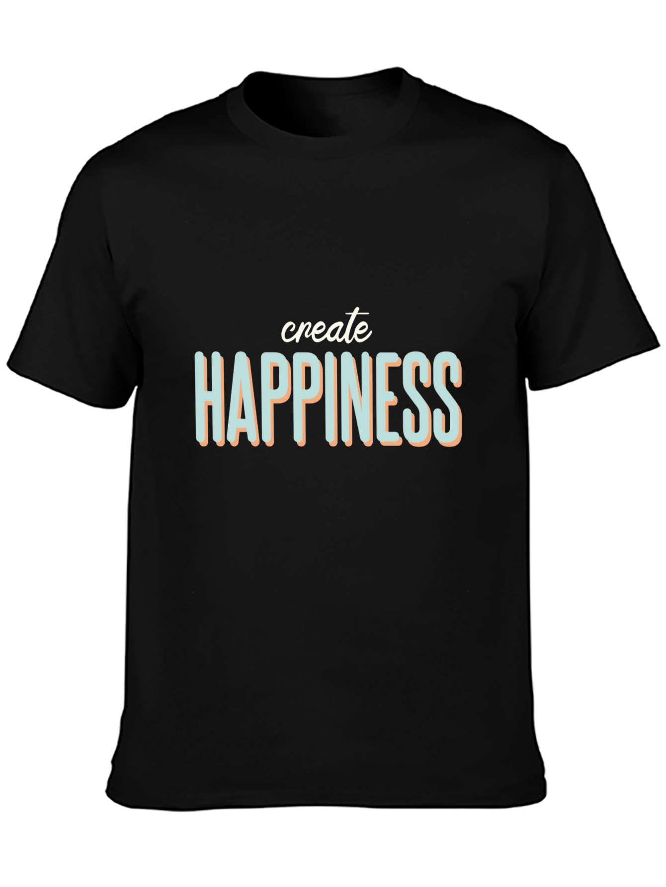 Create Happiness Graphic Tee - Black Casual T-Shirt
