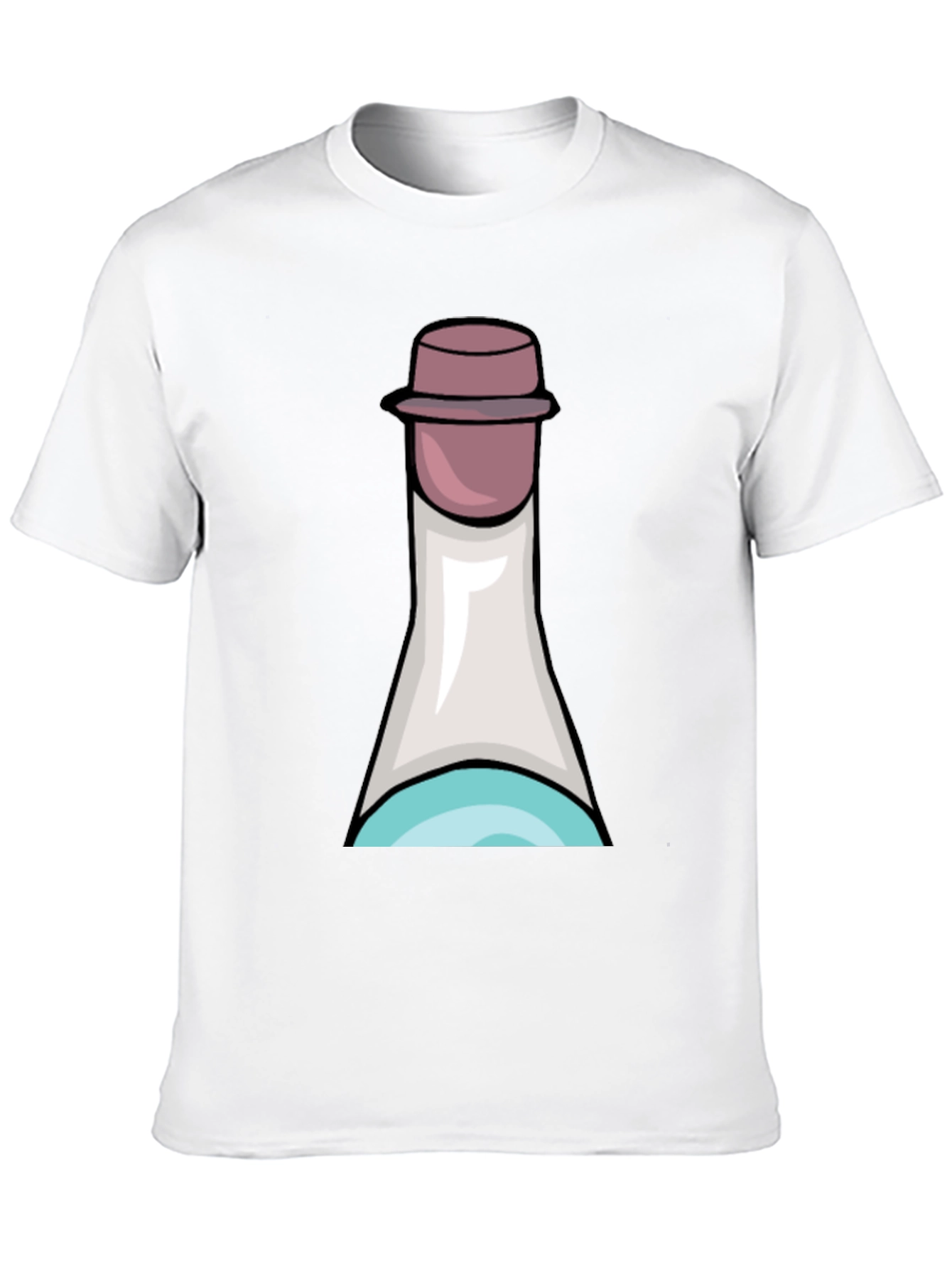 Fun Cartoon Bottle T-Shirt - Black Cotton Tee