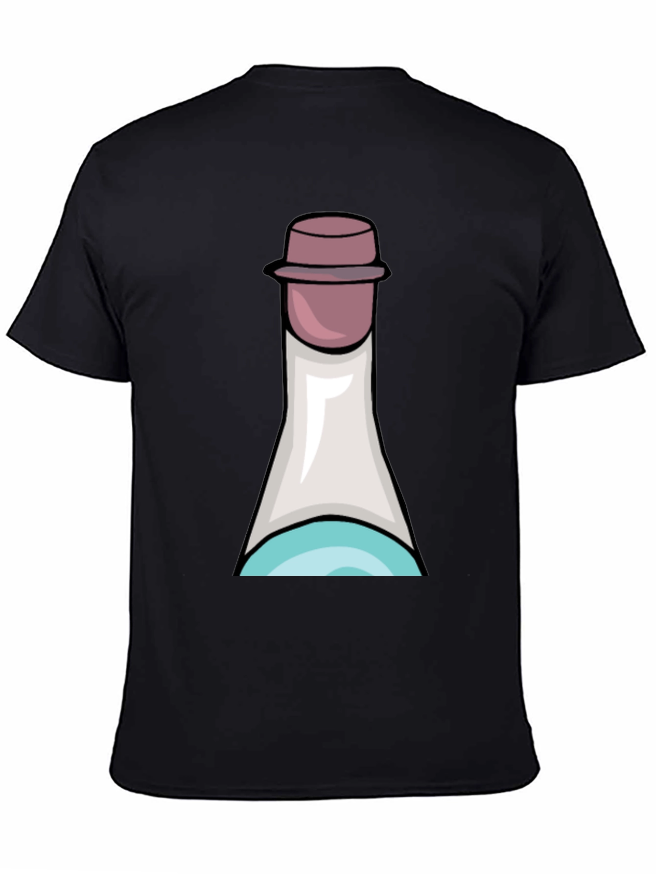 Fun Cartoon Bottle T-Shirt - Black Cotton Tee