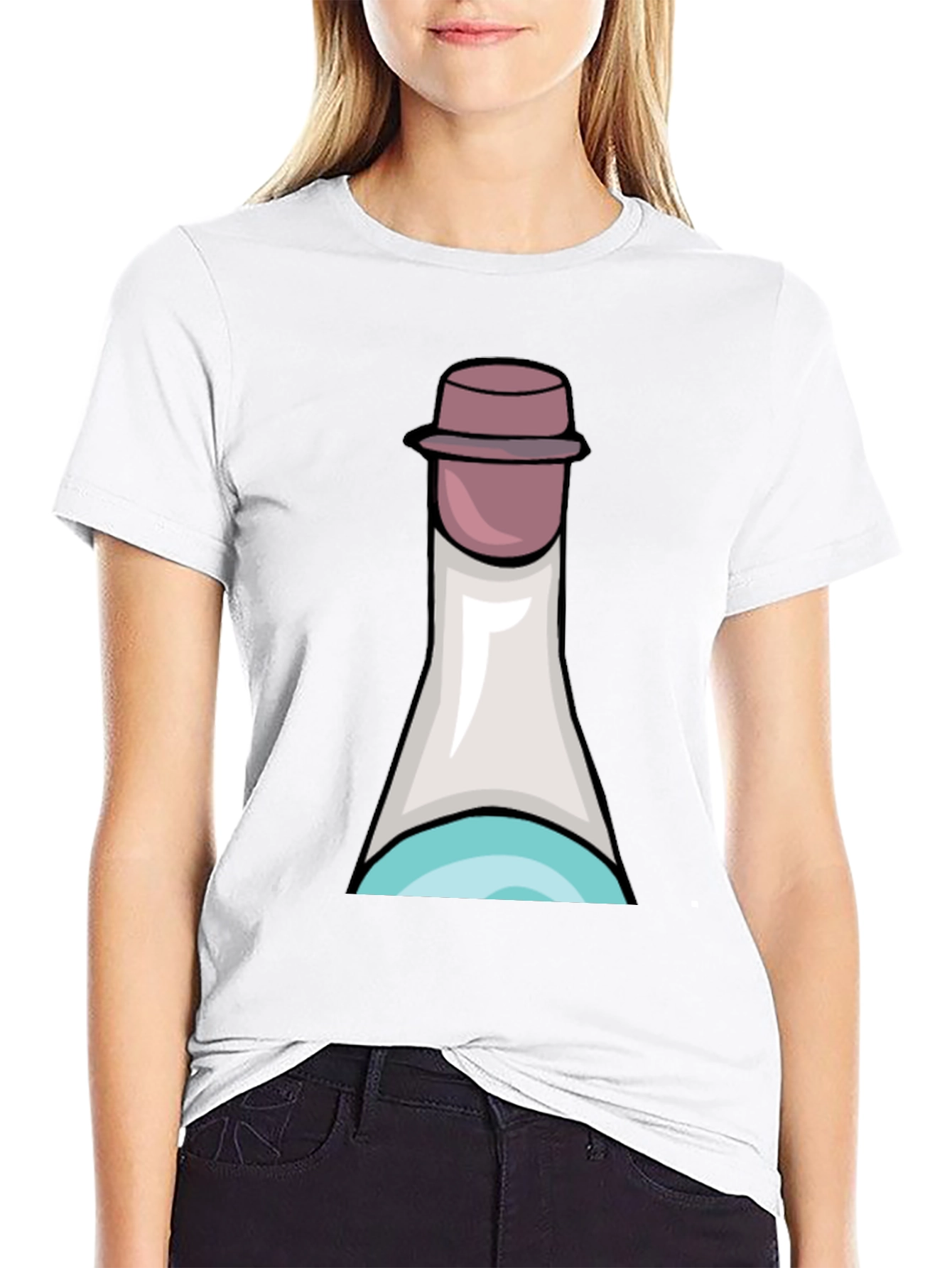Fun Cartoon Bottle T-Shirt - Black Cotton Tee