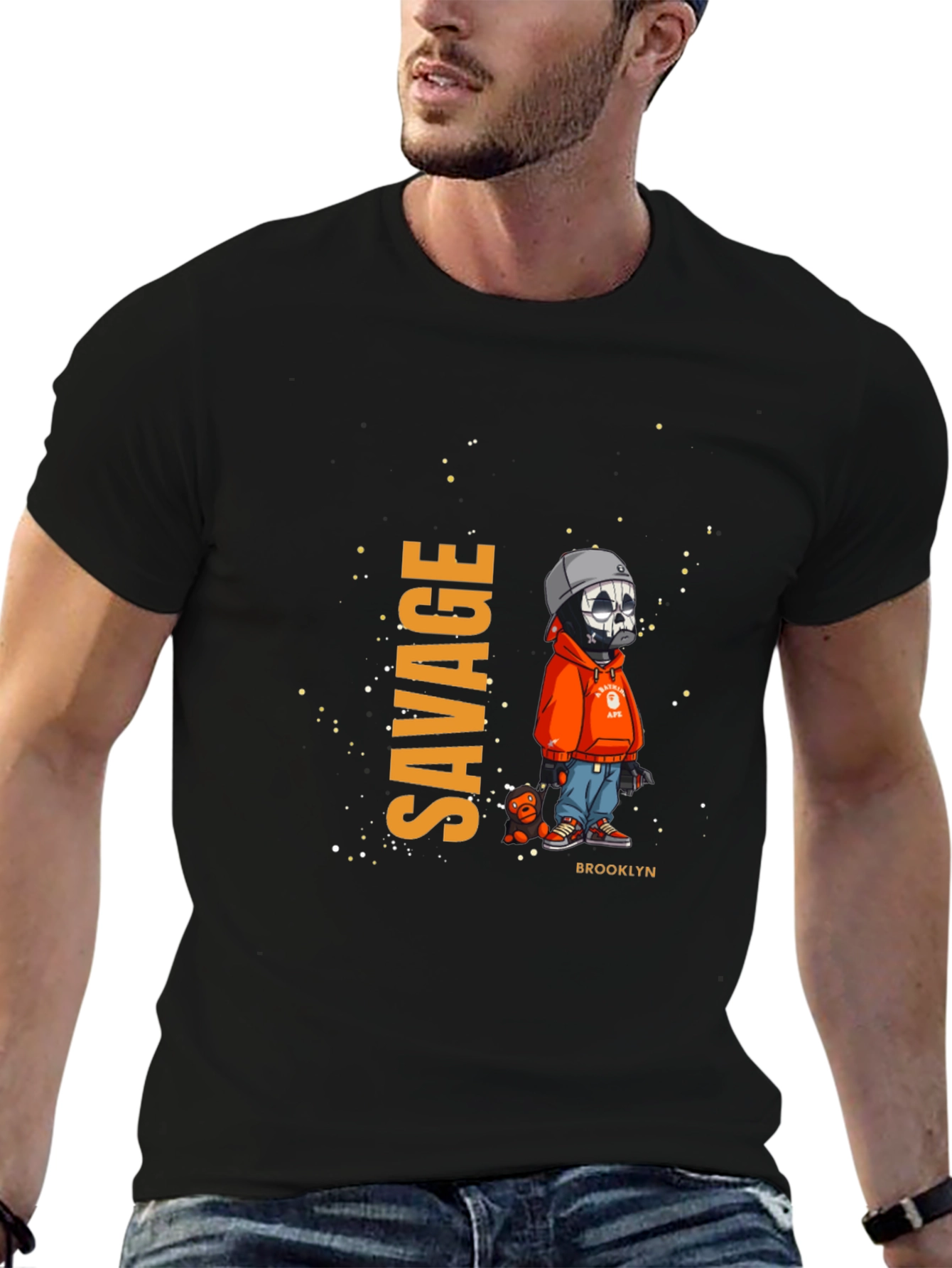 Mens Savage Graphic Print Black T-Shirt