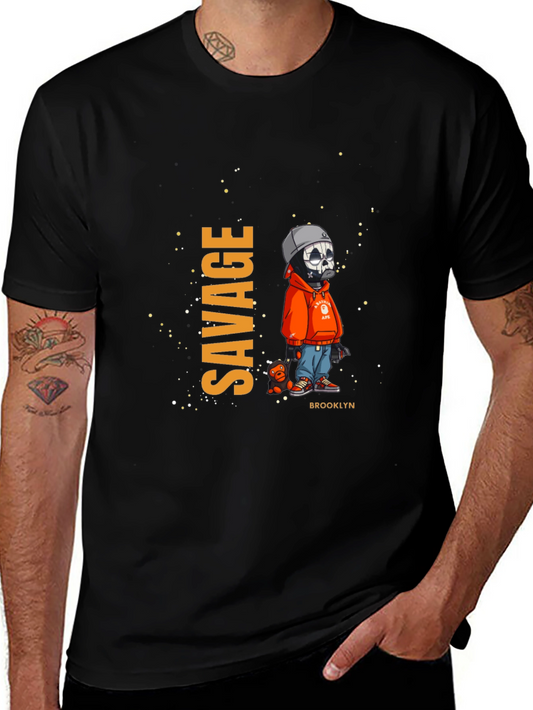 Mens Savage Graphic Print Black T-Shirt