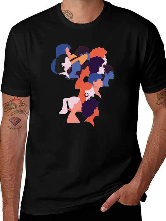 Diverse Faces Graphic T-Shirt - Black