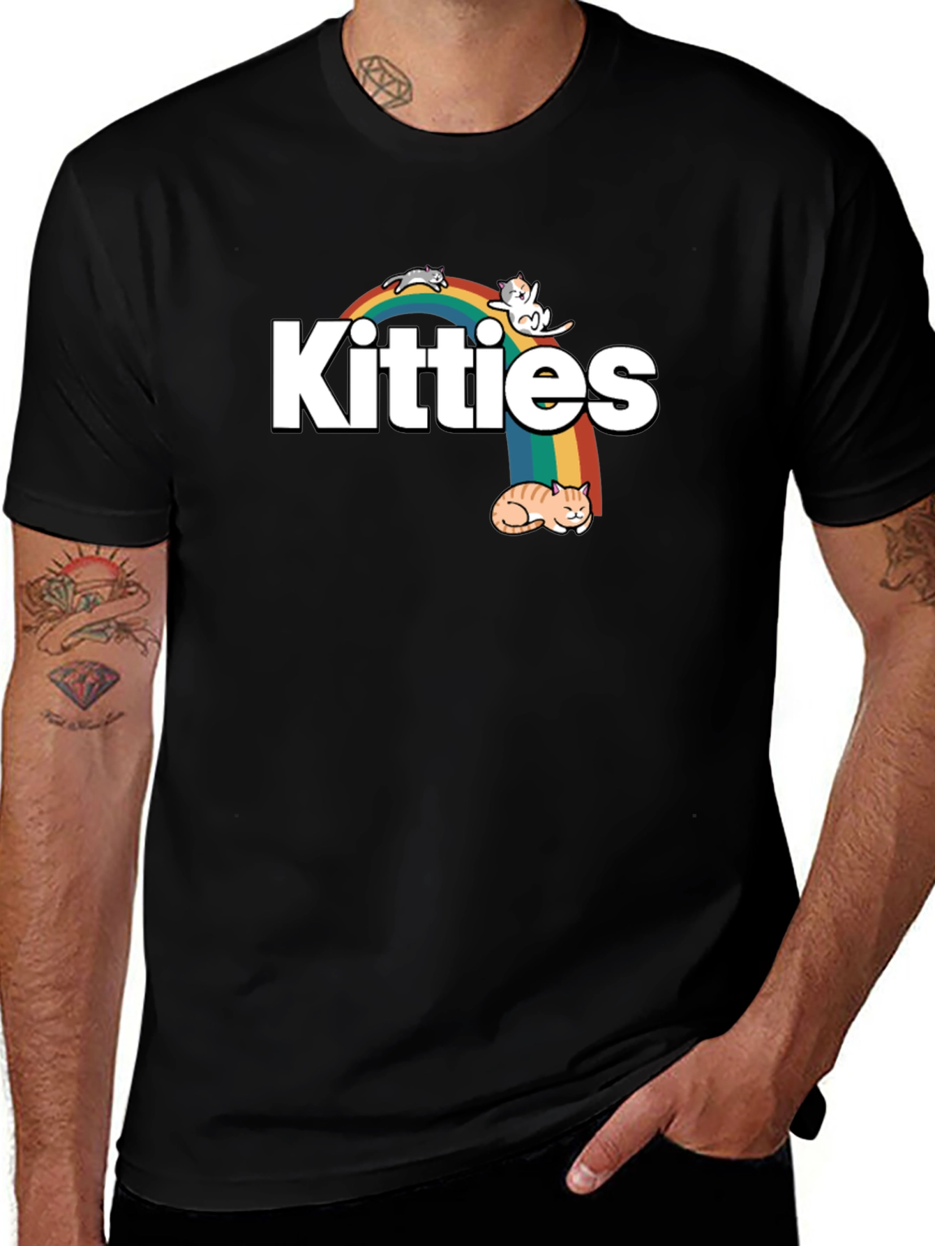 Kitties Rainbow Graphic T-Shirt