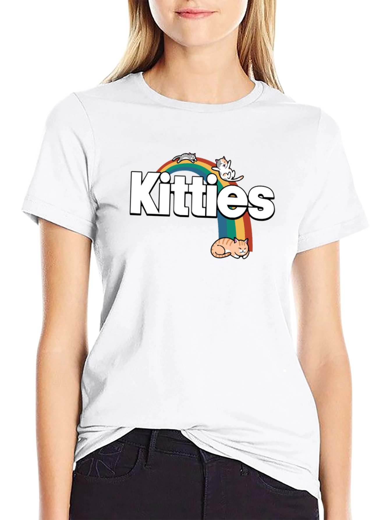 Kitties Rainbow Graphic T-Shirt