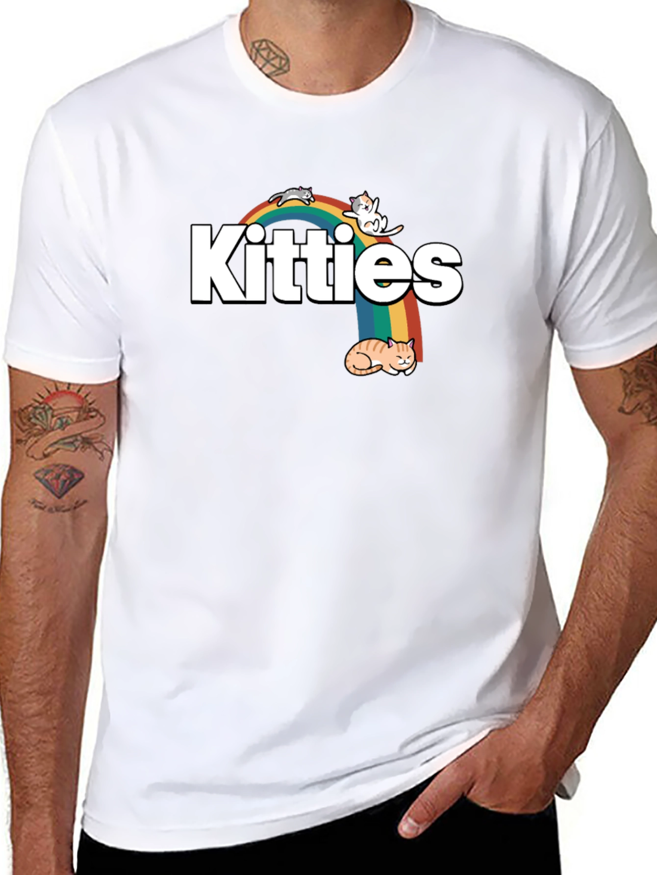 Kitties Rainbow Graphic T-Shirt