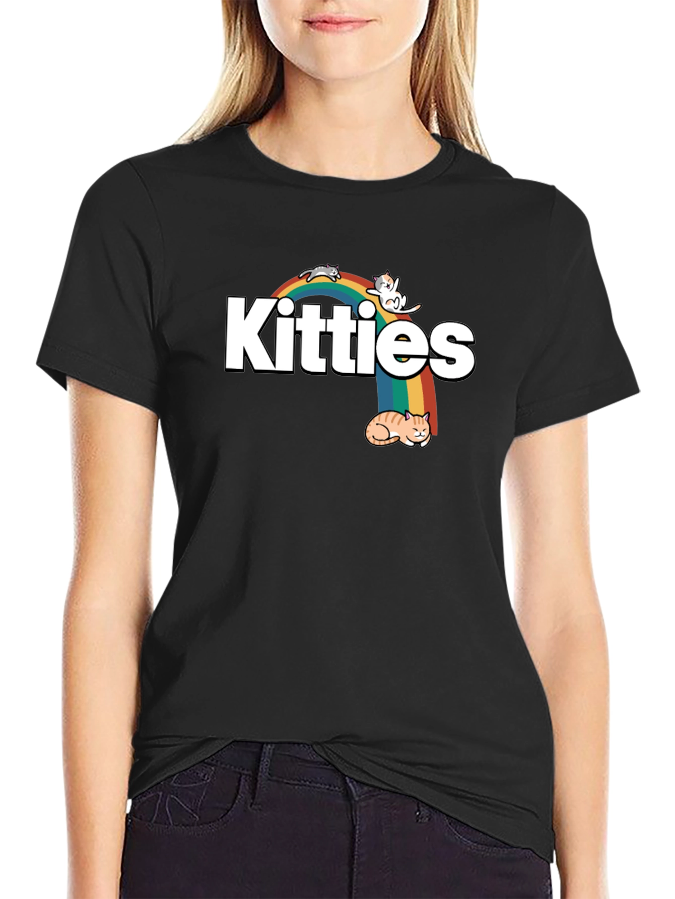 Kitties Rainbow Graphic T-Shirt