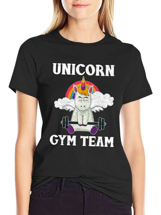 Unicorn Gym Team T-Shirt - Weightlifting Rainbow Design