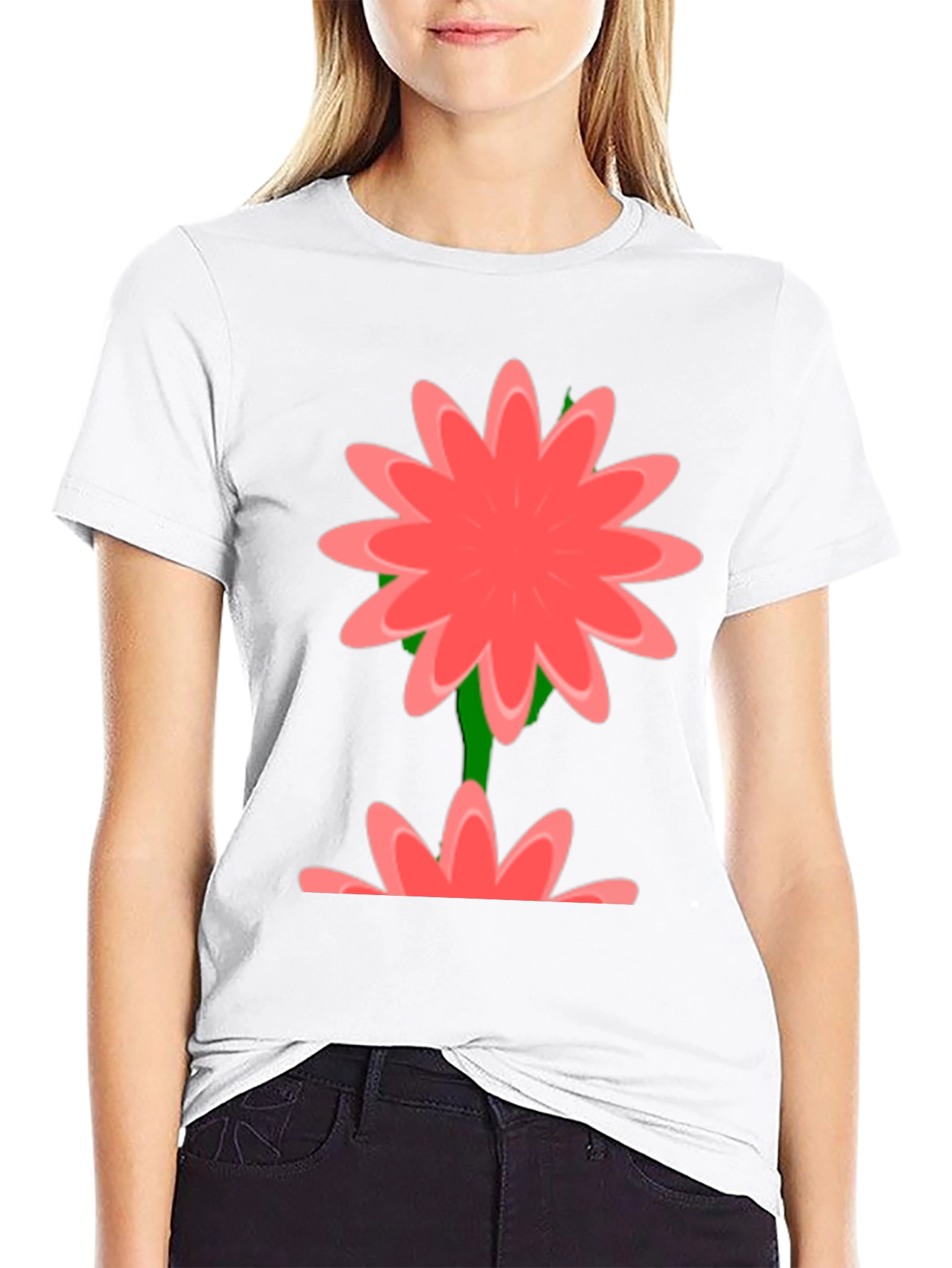 Floral Graphic Print Black T-Shirt