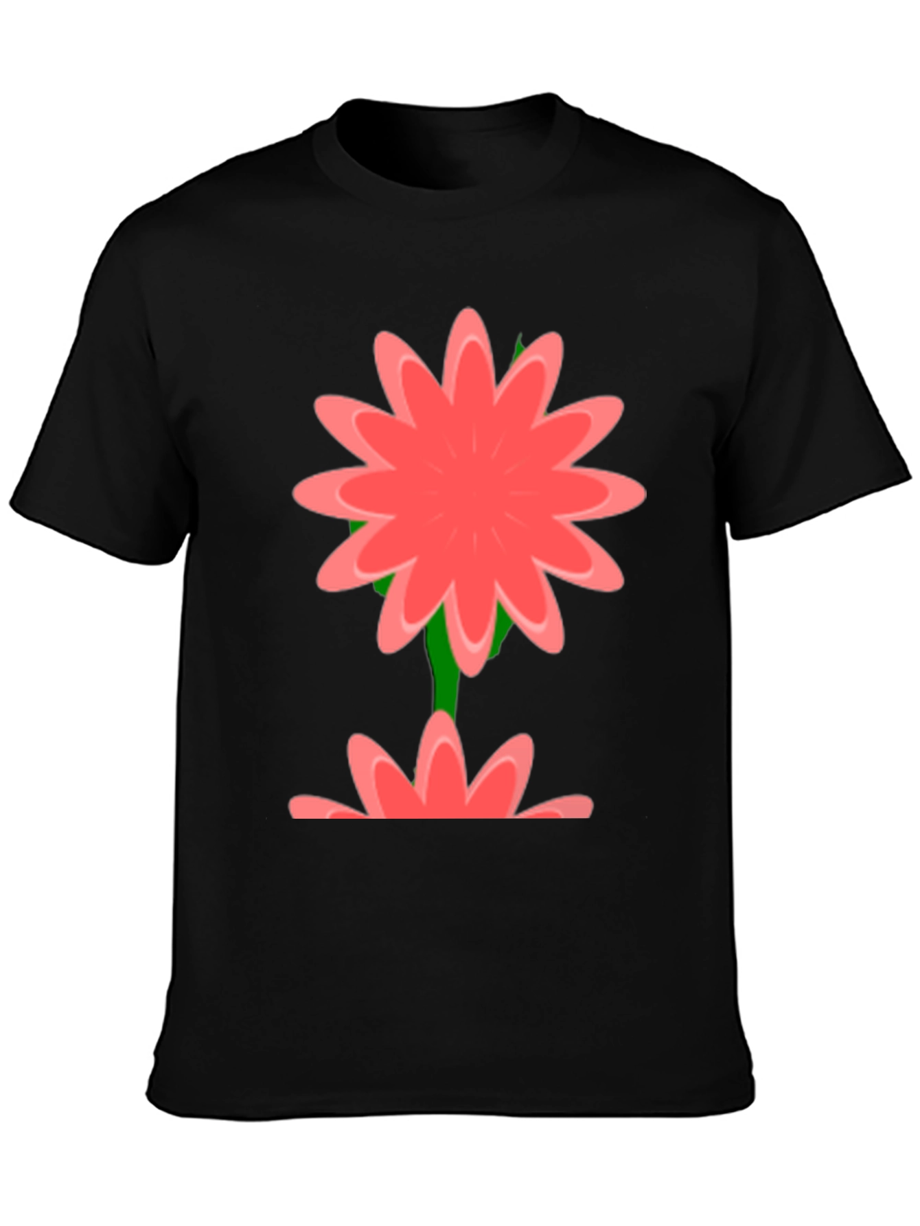 Floral Graphic Print Black T-Shirt
