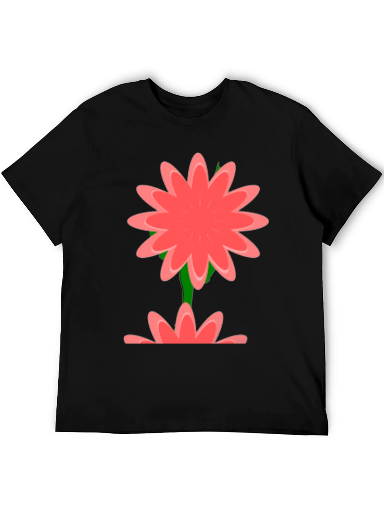Floral Graphic Print Black T-Shirt