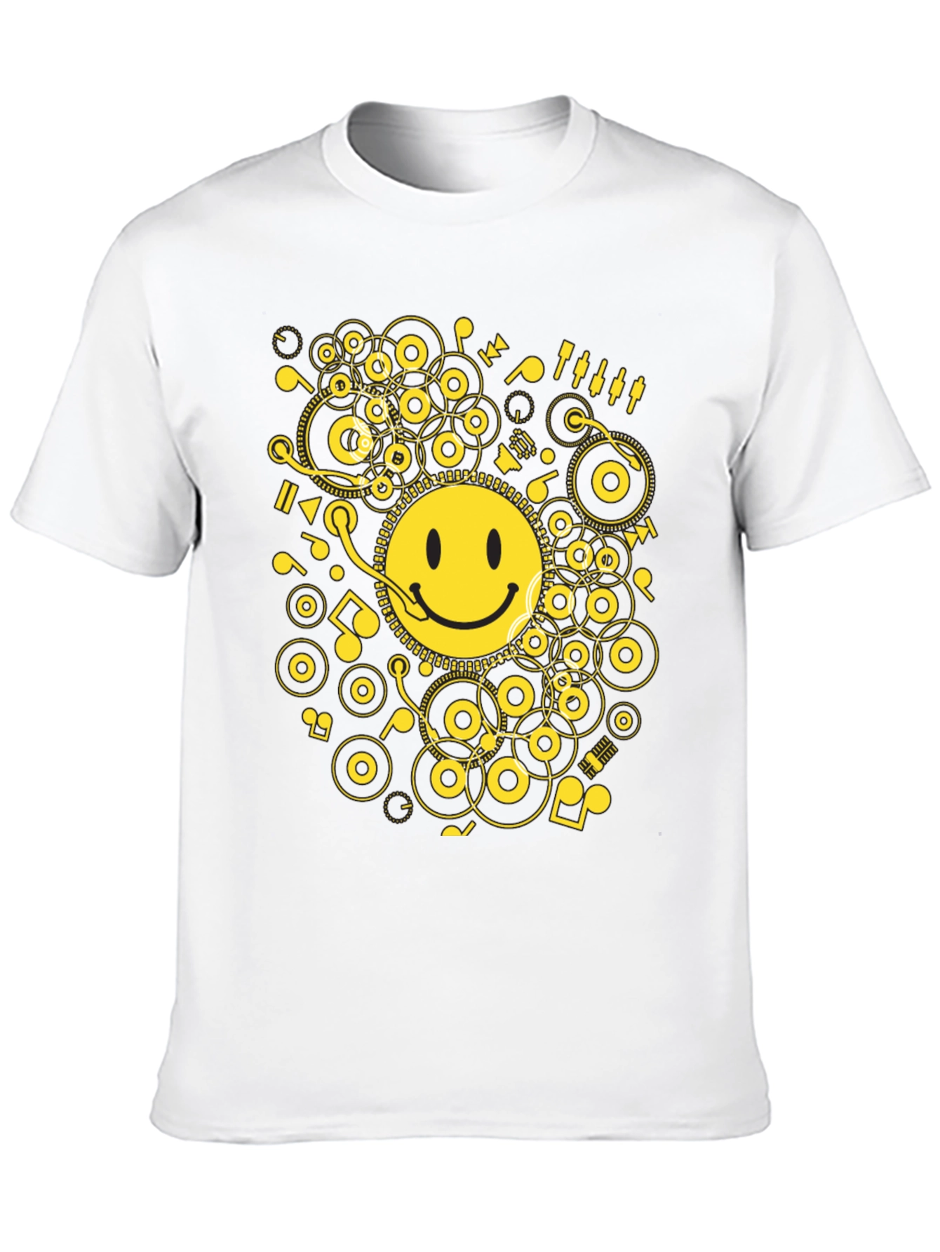 Smiley DJ Graphic Tee - Black Cotton T-Shirt