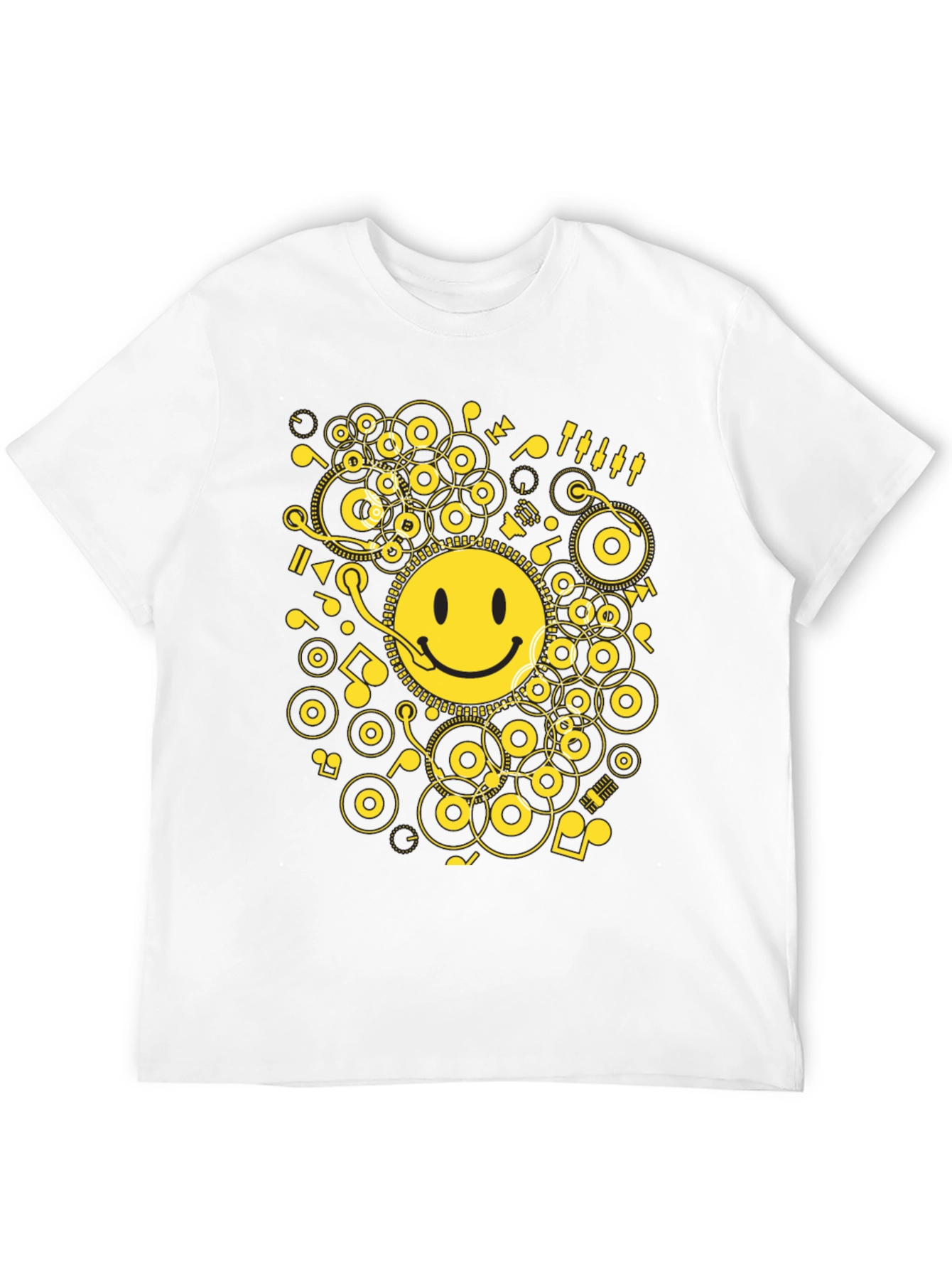 Smiley DJ Graphic Tee - Black Cotton T-Shirt