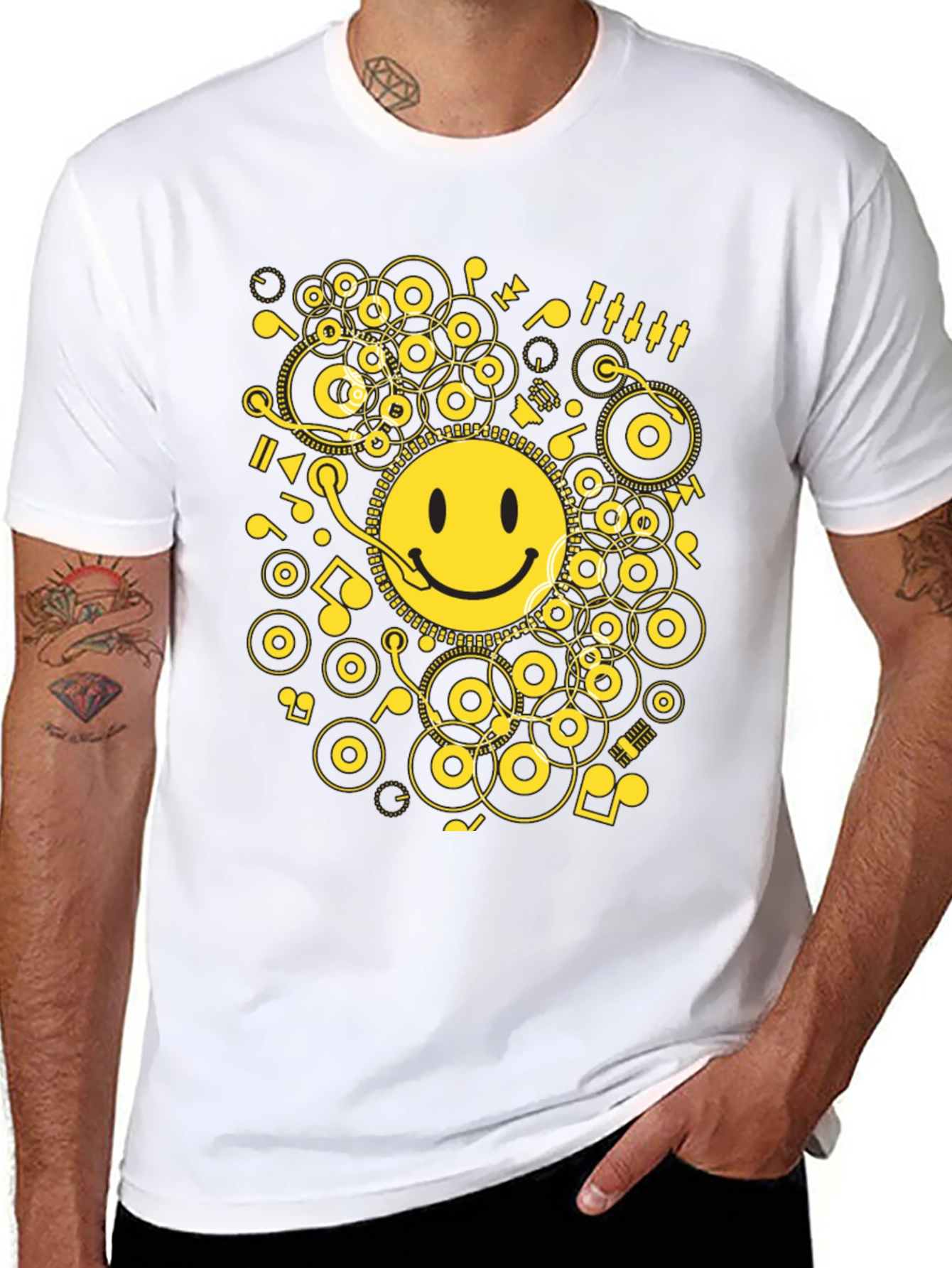 Smiley DJ Graphic Tee - Black Cotton T-Shirt
