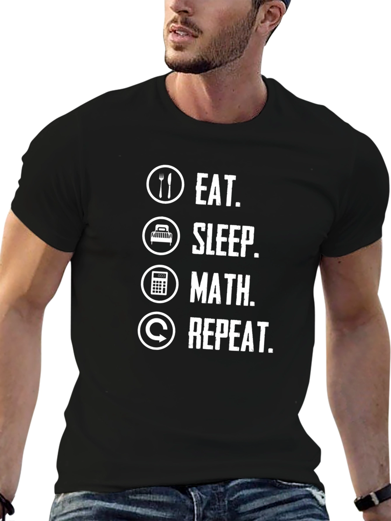 Eat Sleep Math Repeat Black Graphic Tee