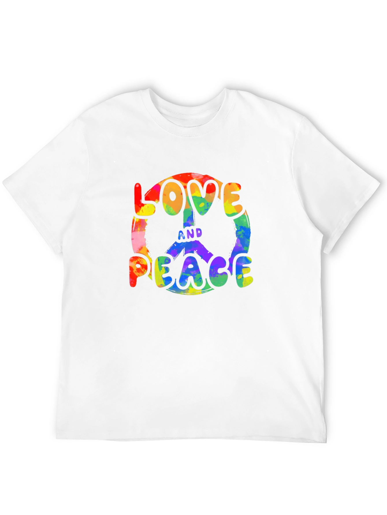 Love and Peace Rainbow Graphic T-Shirt