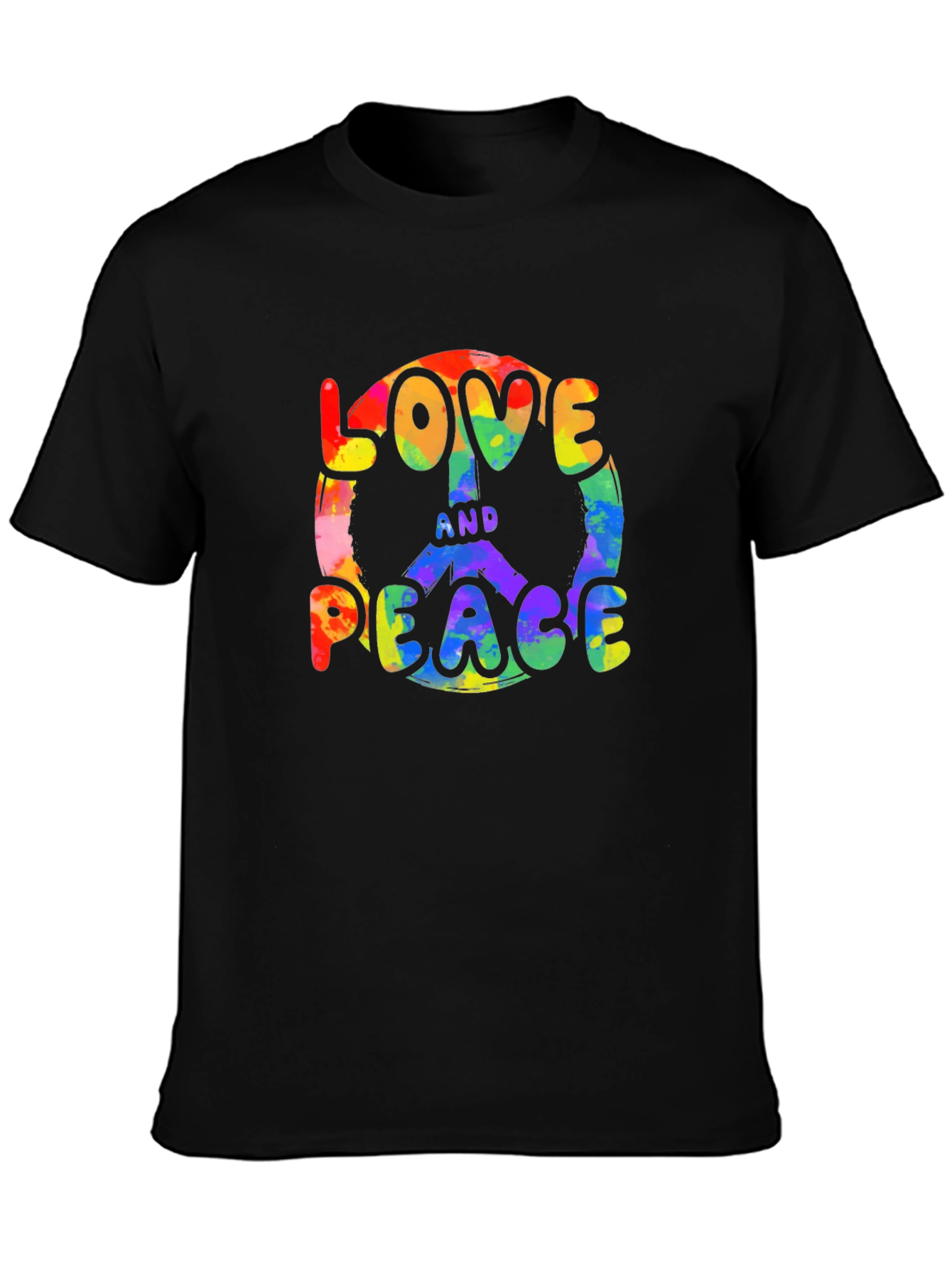Love and Peace Rainbow Graphic T-Shirt