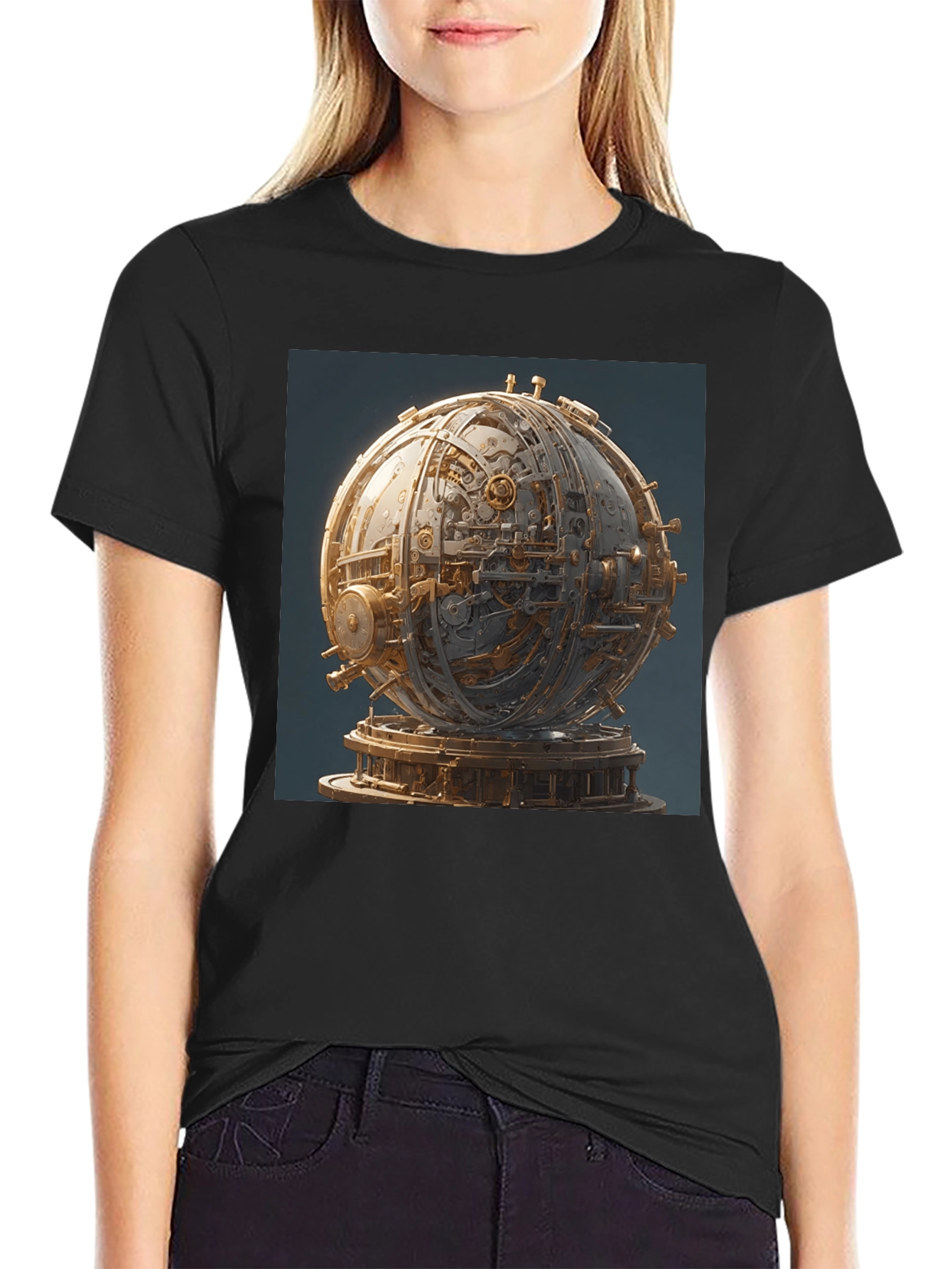 Steampunk Orb Graphic Black T-Shirt