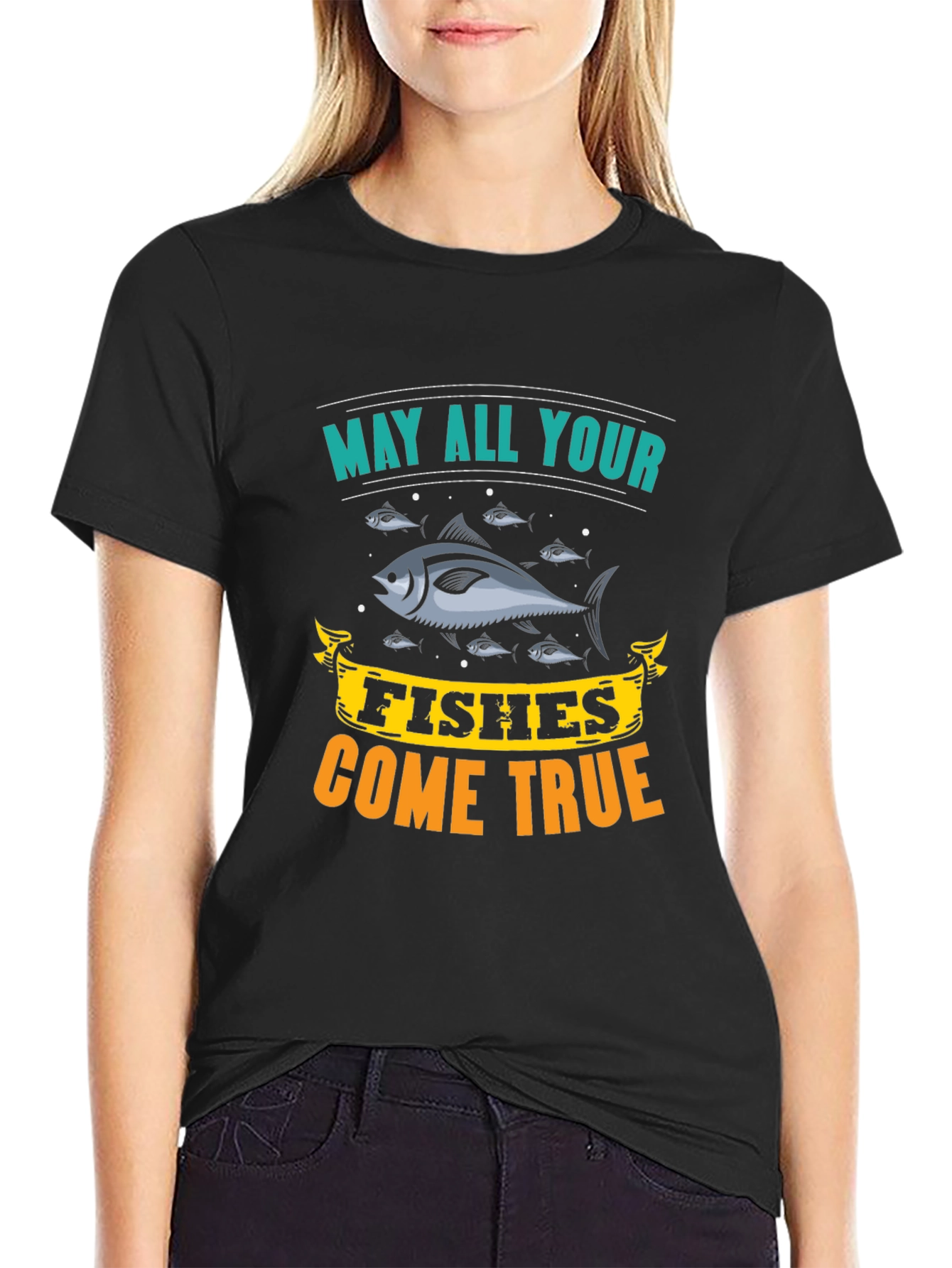 May All Your Fishes Come True Black T-Shirt