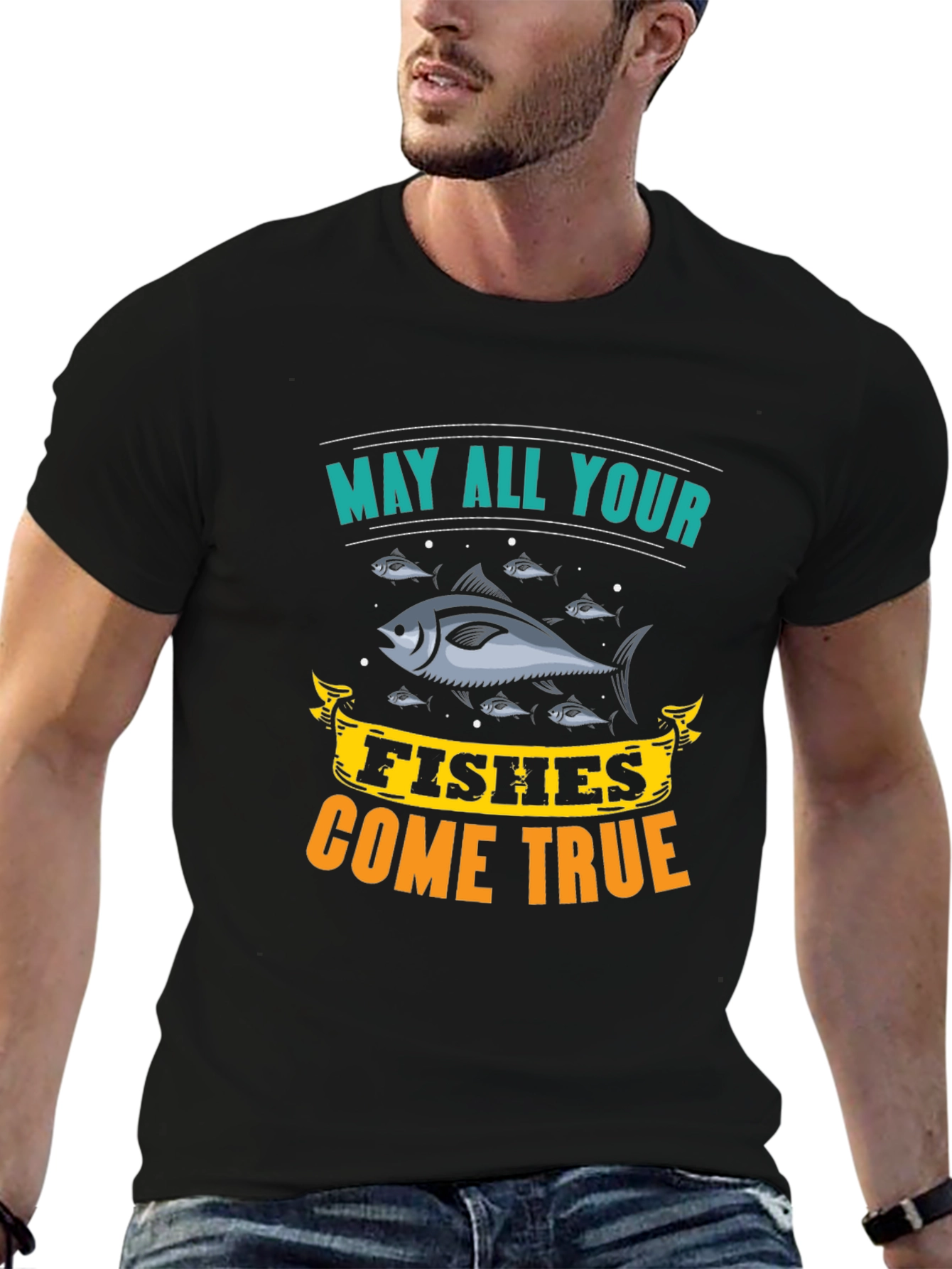 May All Your Fishes Come True Black T-Shirt