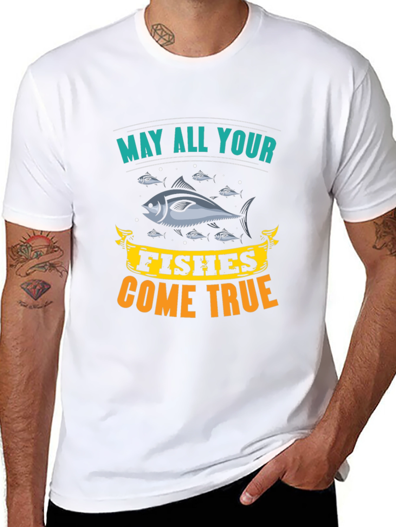 May All Your Fishes Come True Black T-Shirt