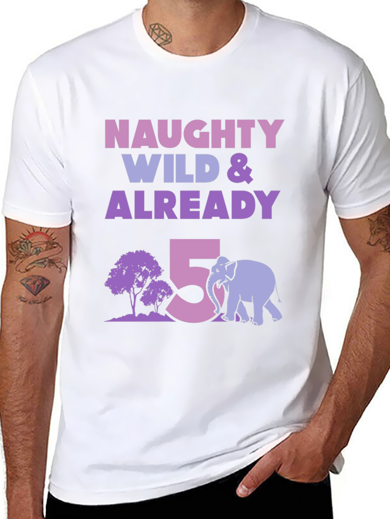 Naughty Wild & Already 5! Elephant Birthday T-Shirt