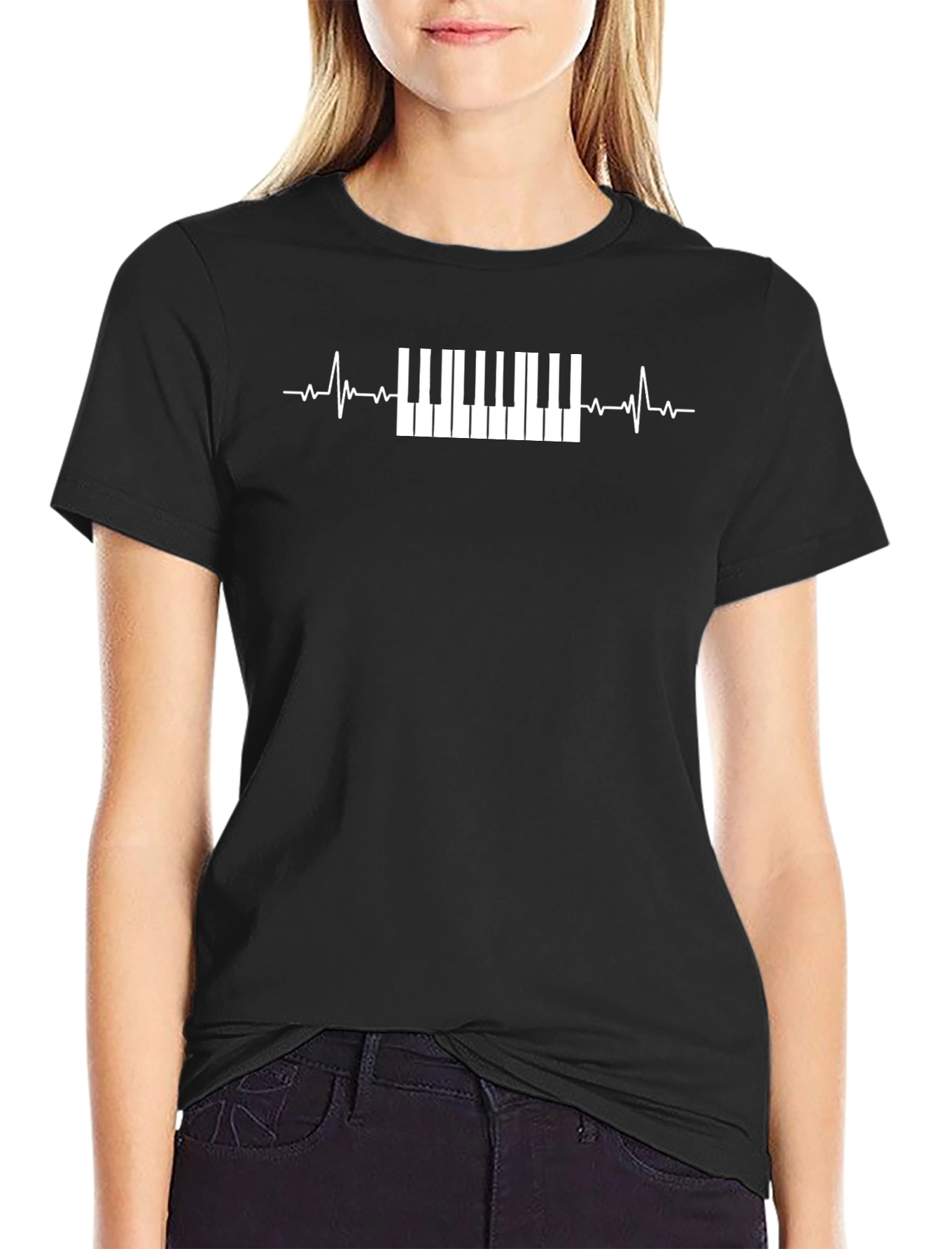 Piano Heartbeat Graphic T-Shirt - Musician Tee