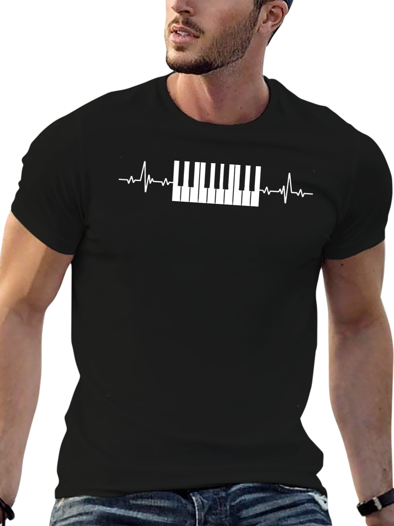 Piano Heartbeat Graphic T-Shirt - Musician Tee