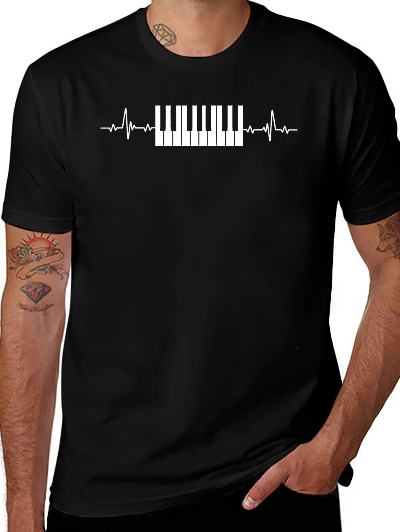 Piano Heartbeat Graphic T-Shirt - Musician Tee