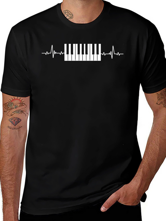 Piano Heartbeat Graphic T-Shirt - Musician Tee