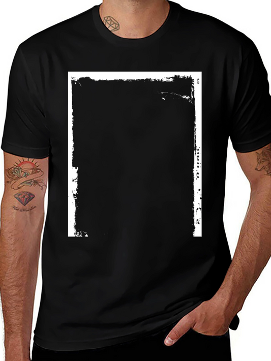 Black T-Shirt with Distressed Frame