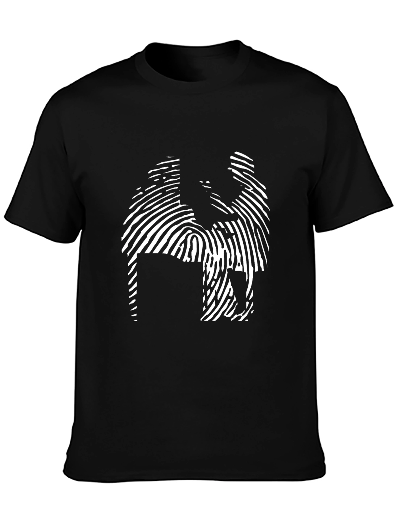 Abstract Fingerprint Design Black T-Shirt